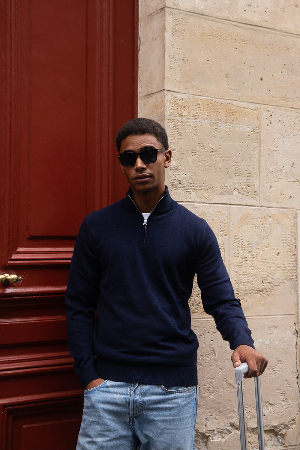 Quarter-zip Dark Blue Sweater