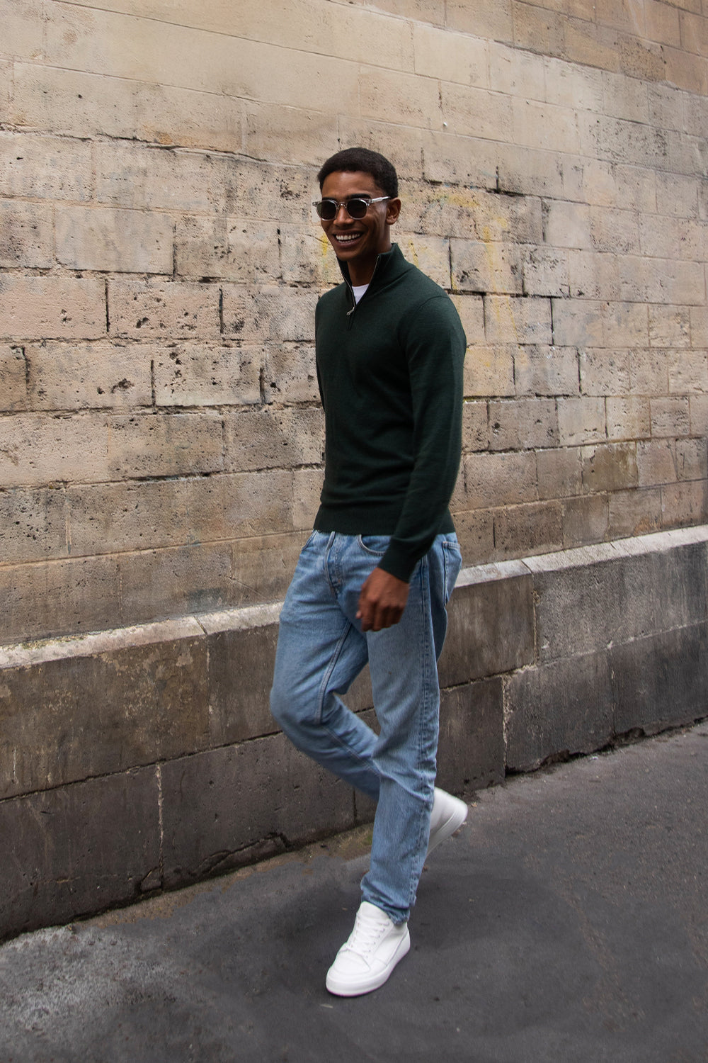 Quarter Zip Groen Trui Met Rits