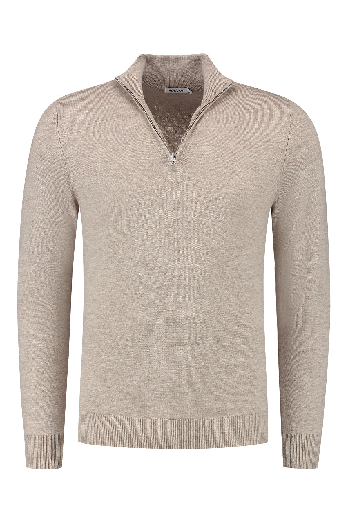 Quarter-Zip Beiger Pullover Mit Reißverschluss