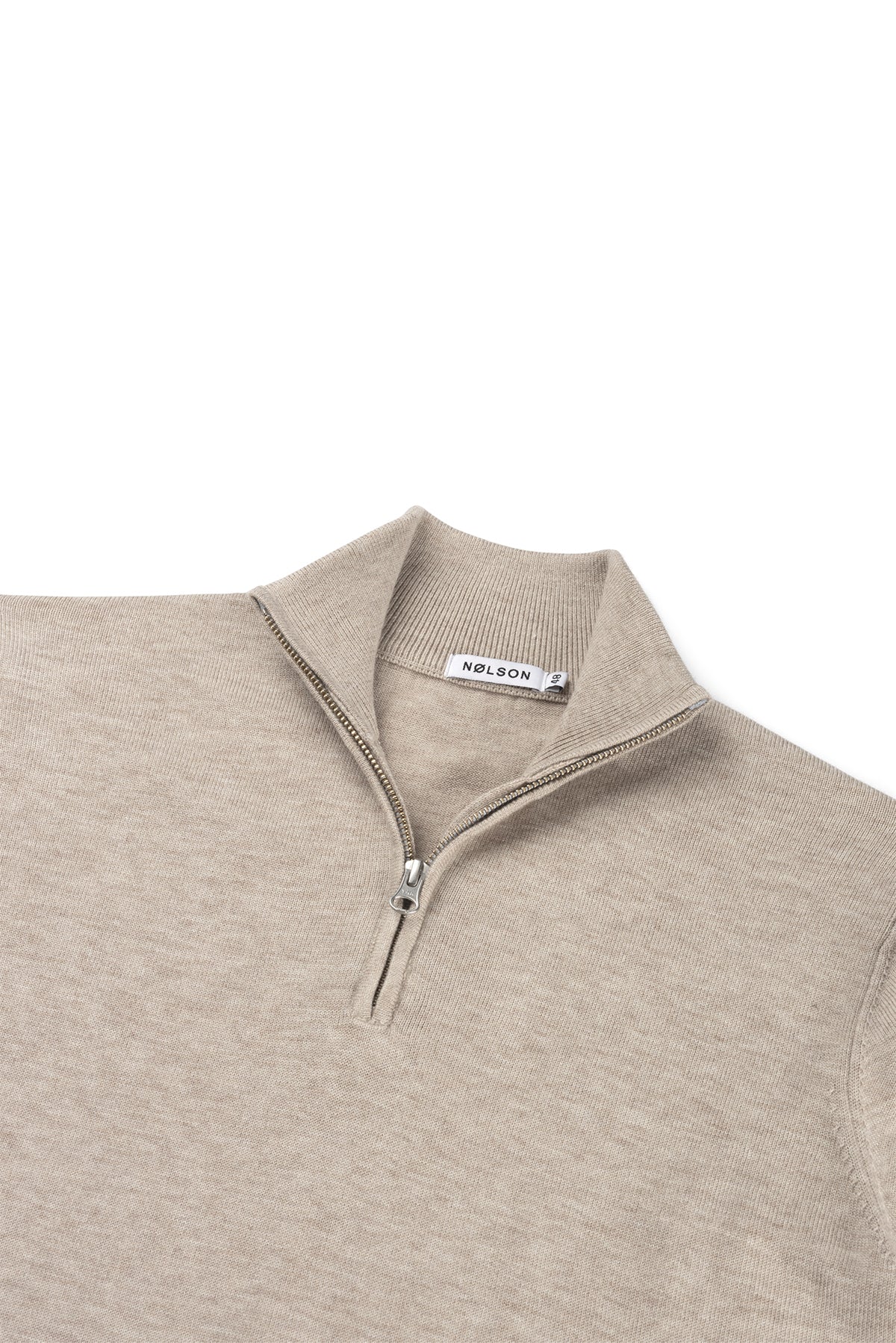 Quarter-Zip Beiger Pullover Mit Reißverschluss