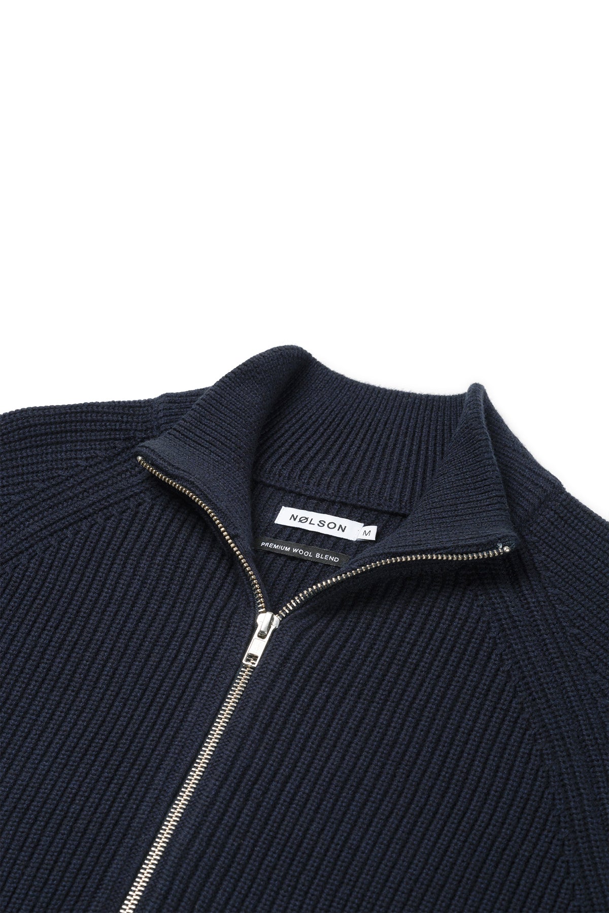 Dunkelblaue Rippenstrickjacke