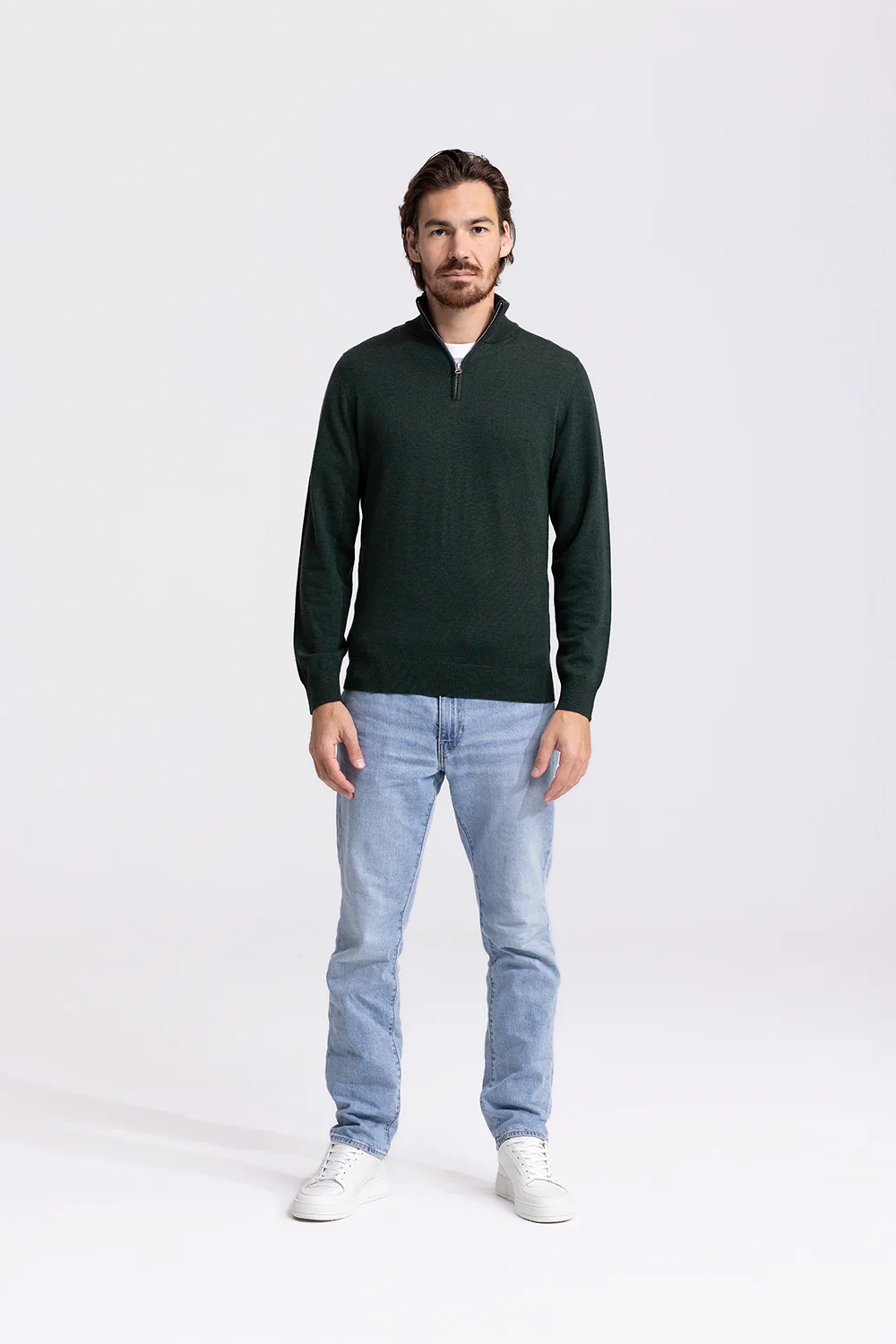 Quarter Zip Groen Trui Met Rits