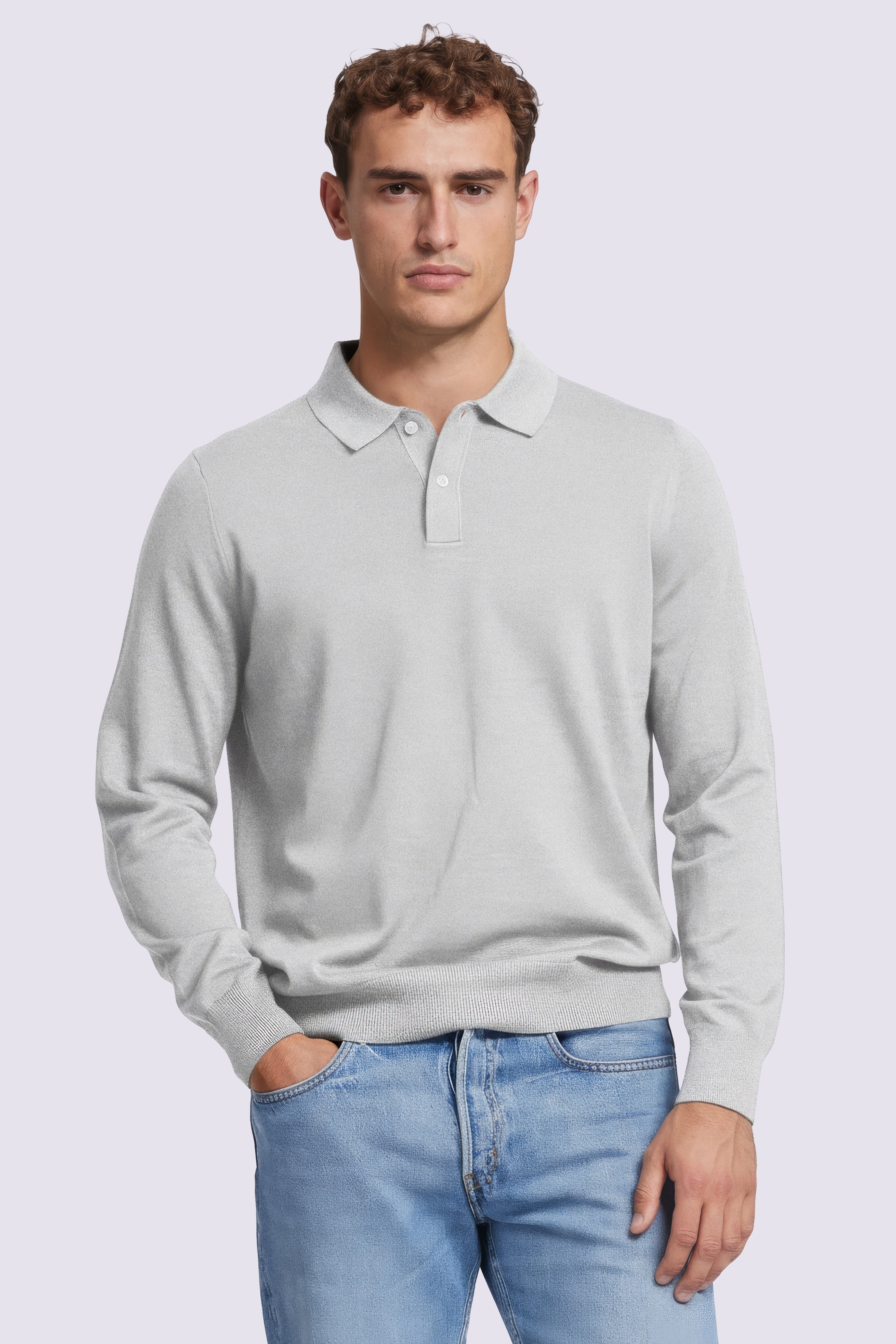 Knitted Polo Light Grey