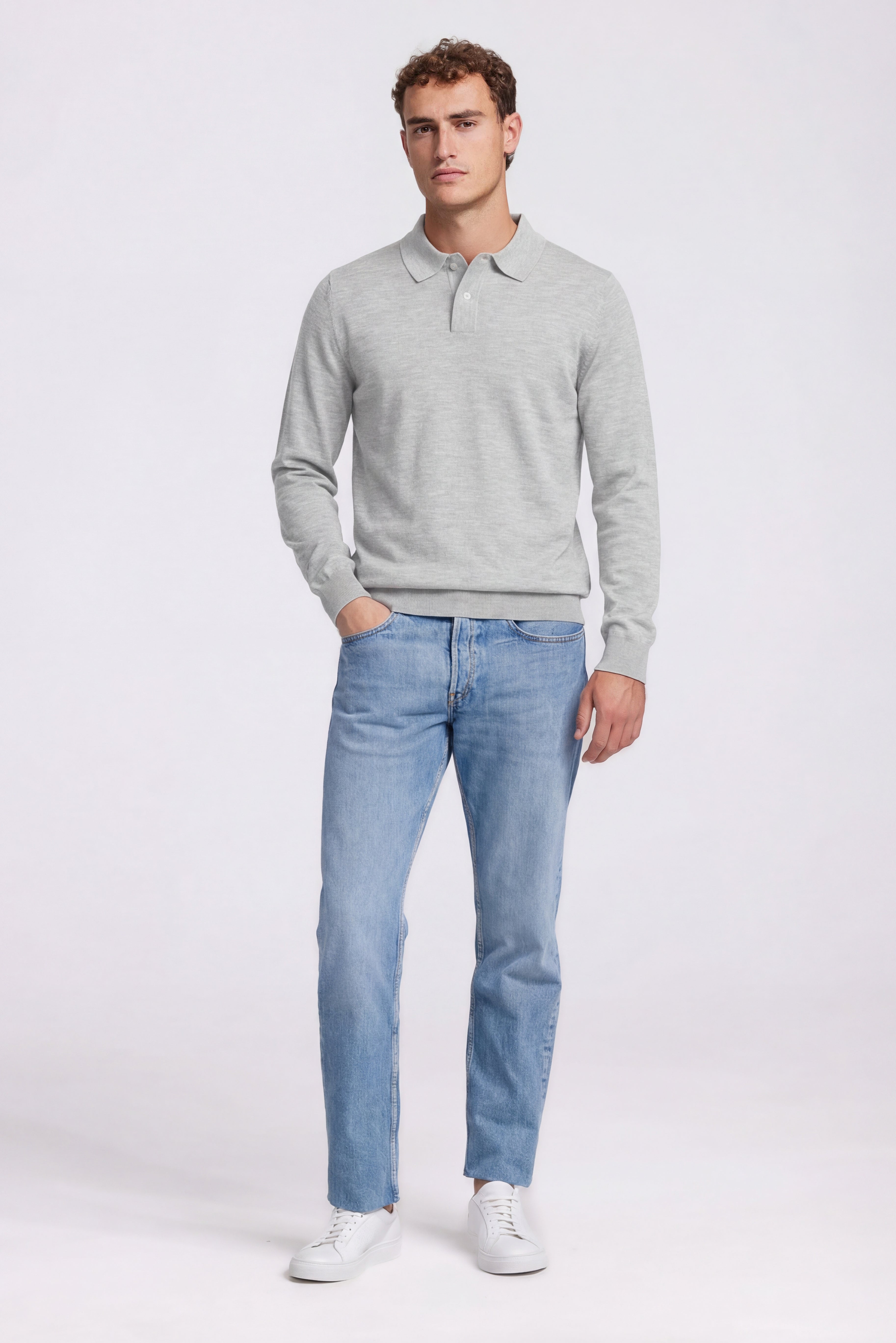 Knitted Polo Light Grey