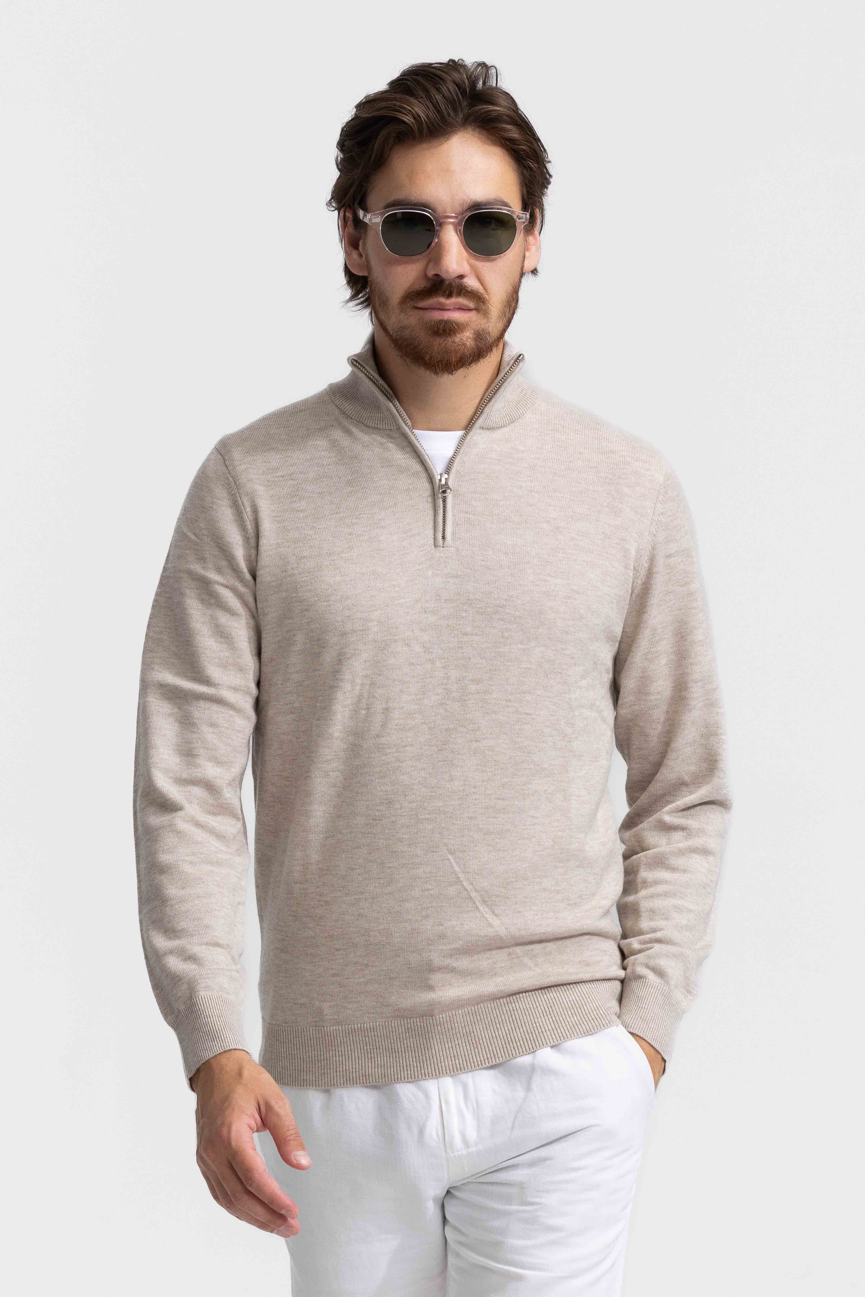 Quarter-zip Beige Sweater