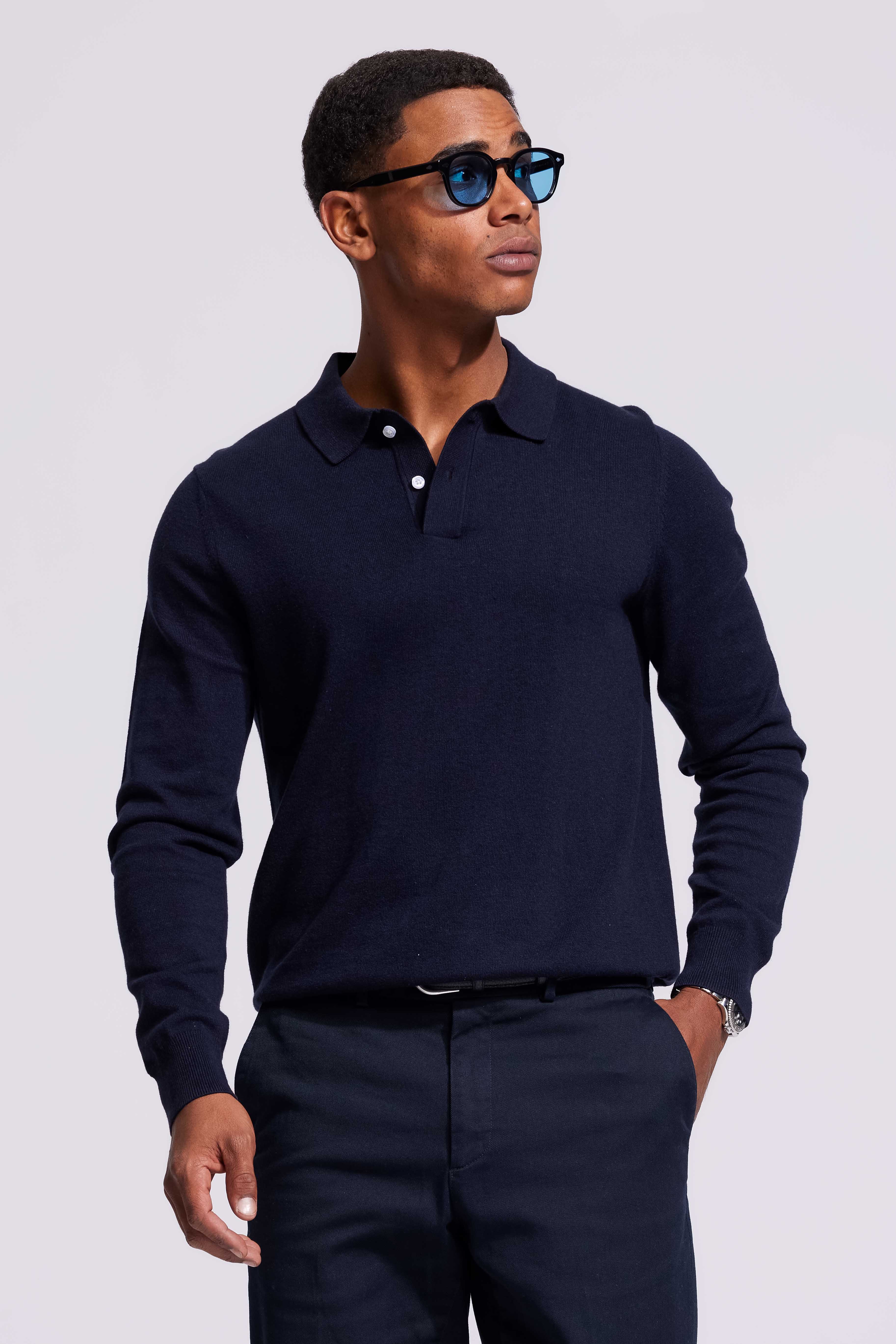 Knitted Polo Dark Blue