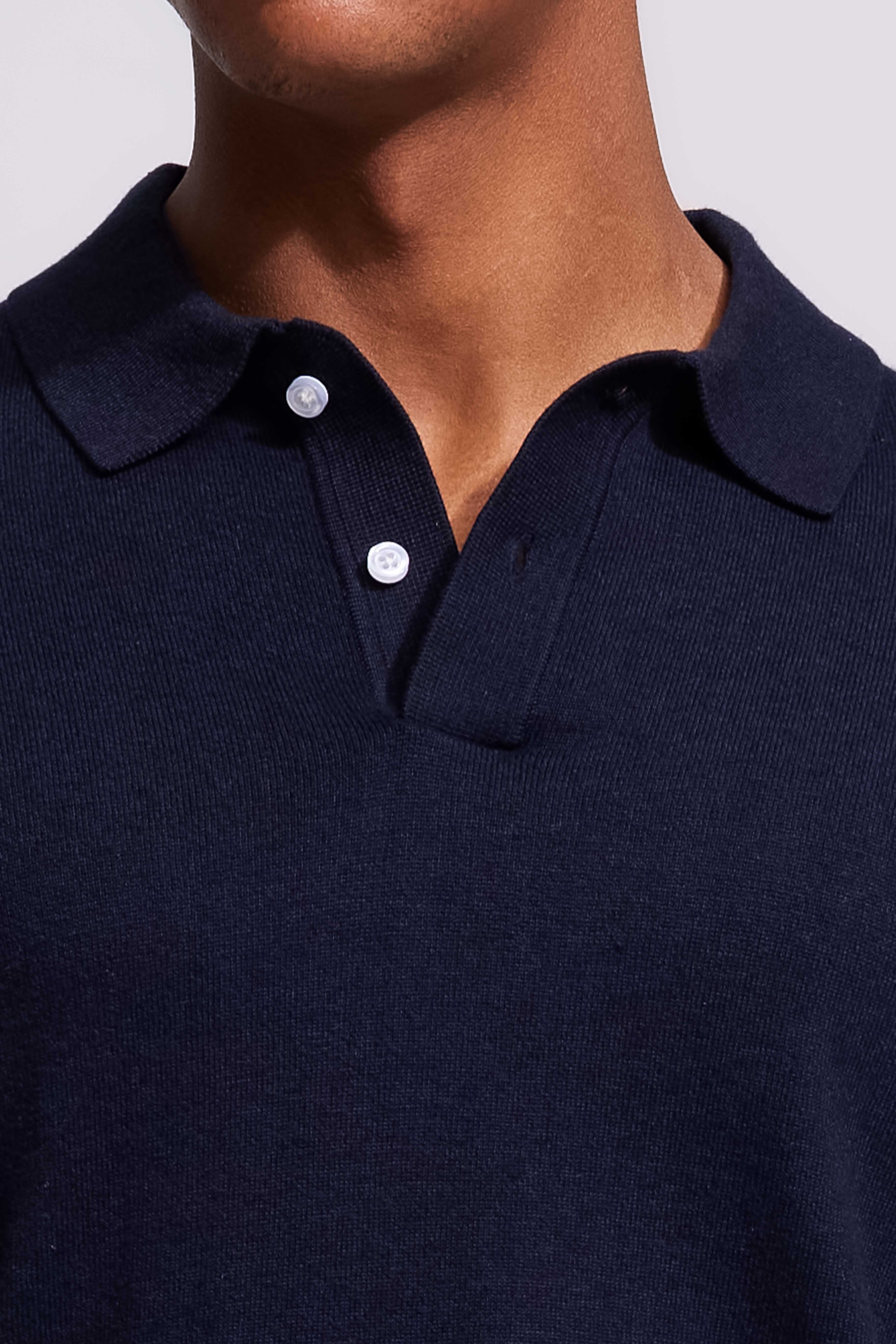 Knitted Polo Dark Blue