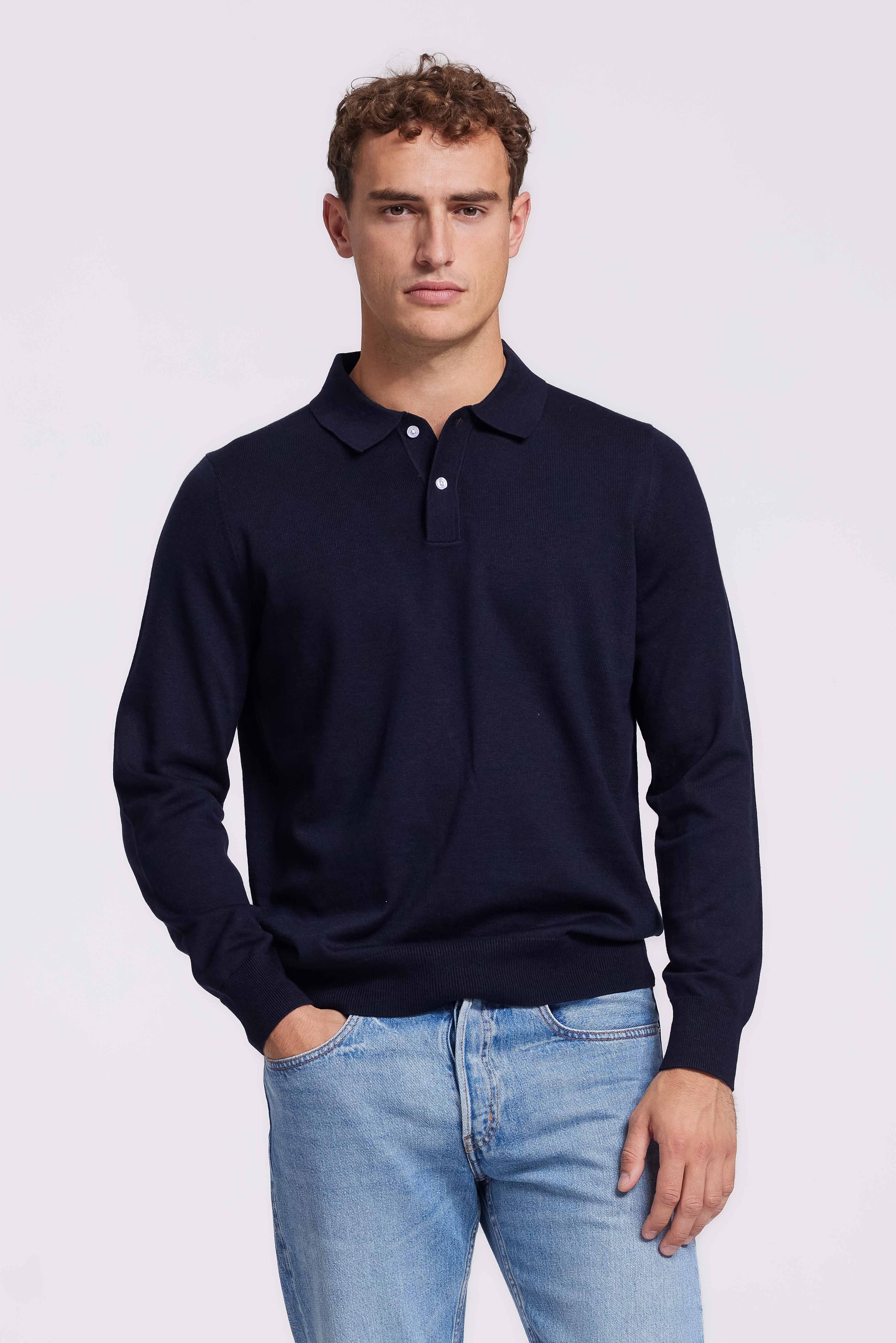 Knitted Polo Dark Blue