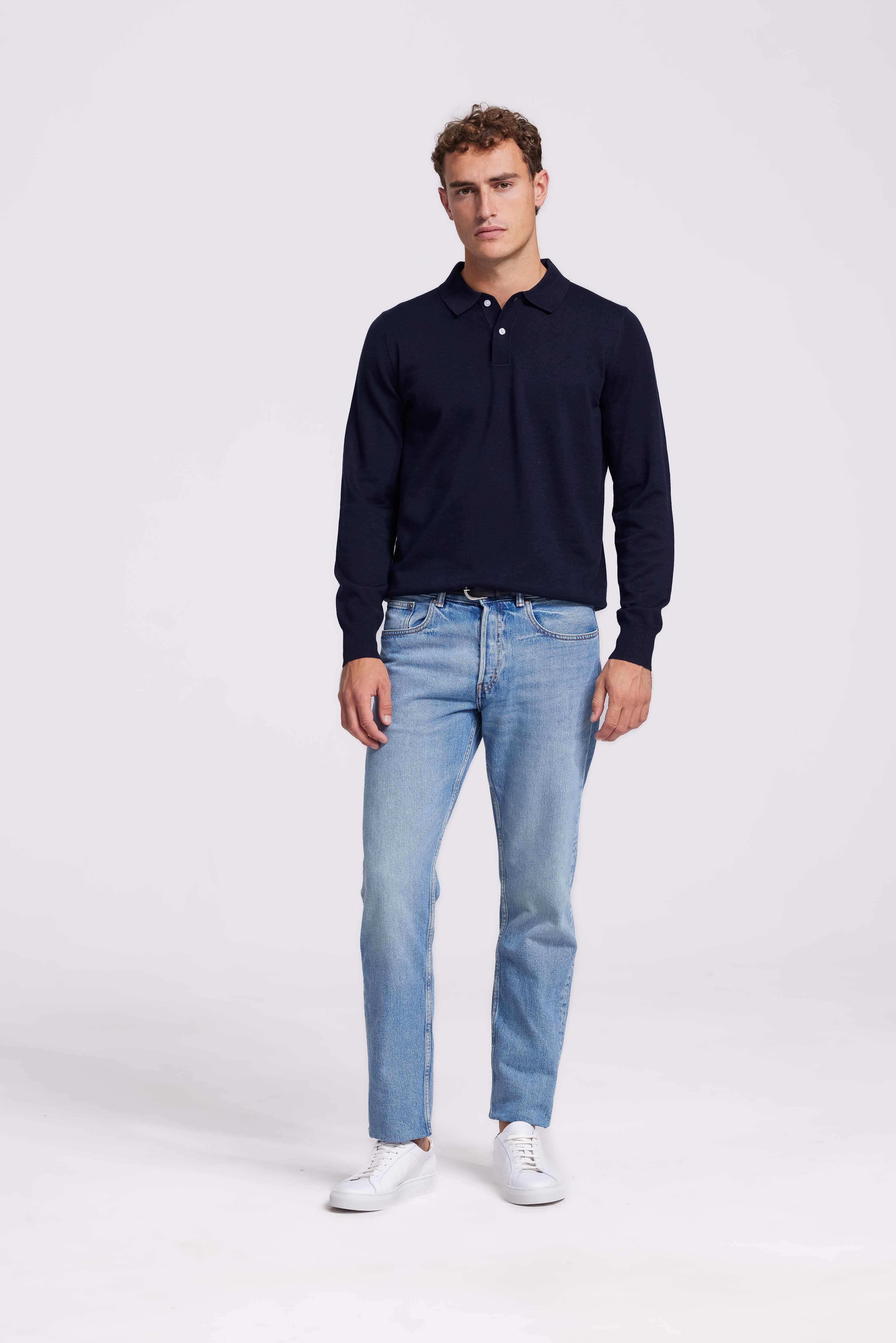 Knitted Polo Dark Blue