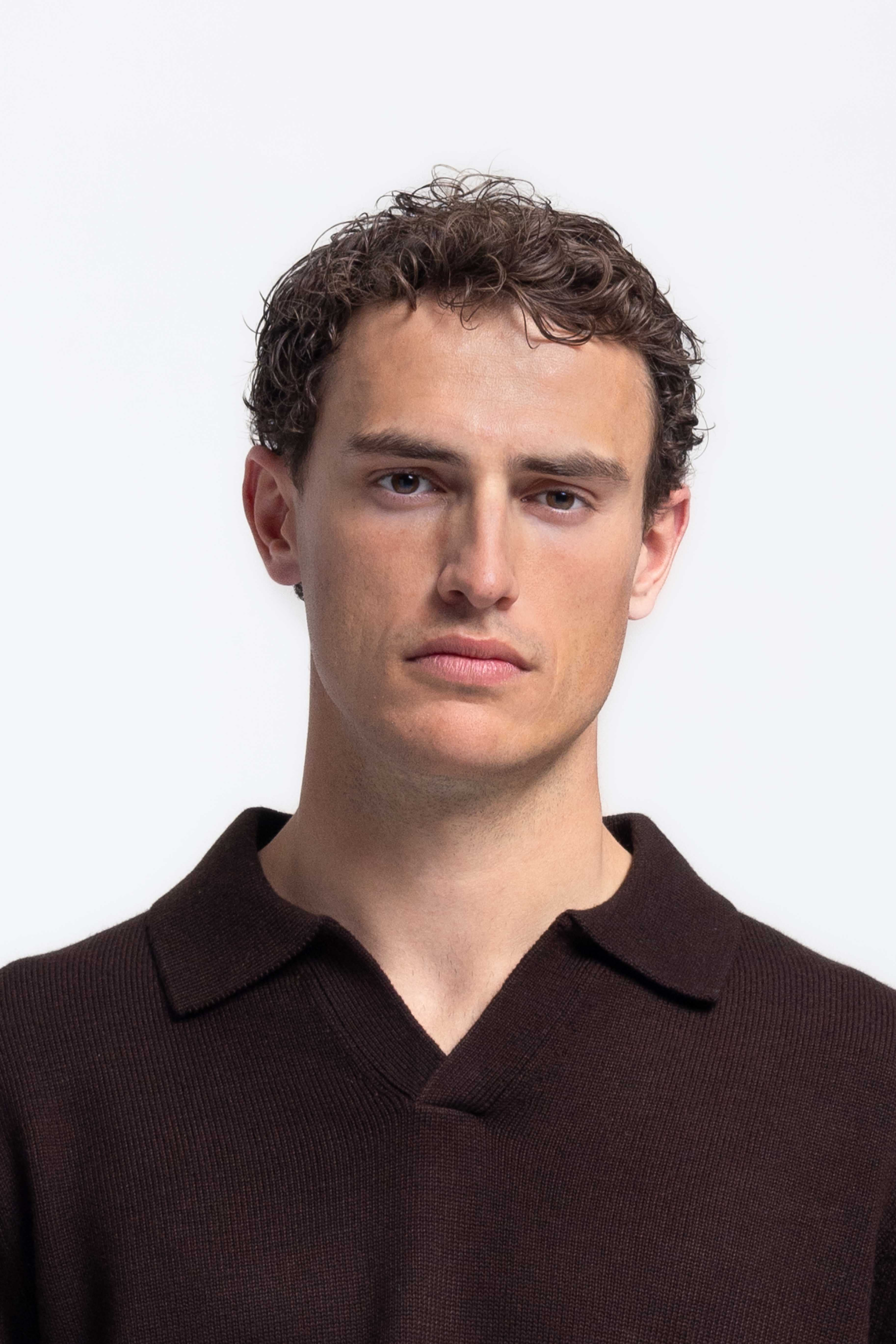 Loose Knit Polo - Dark Brown