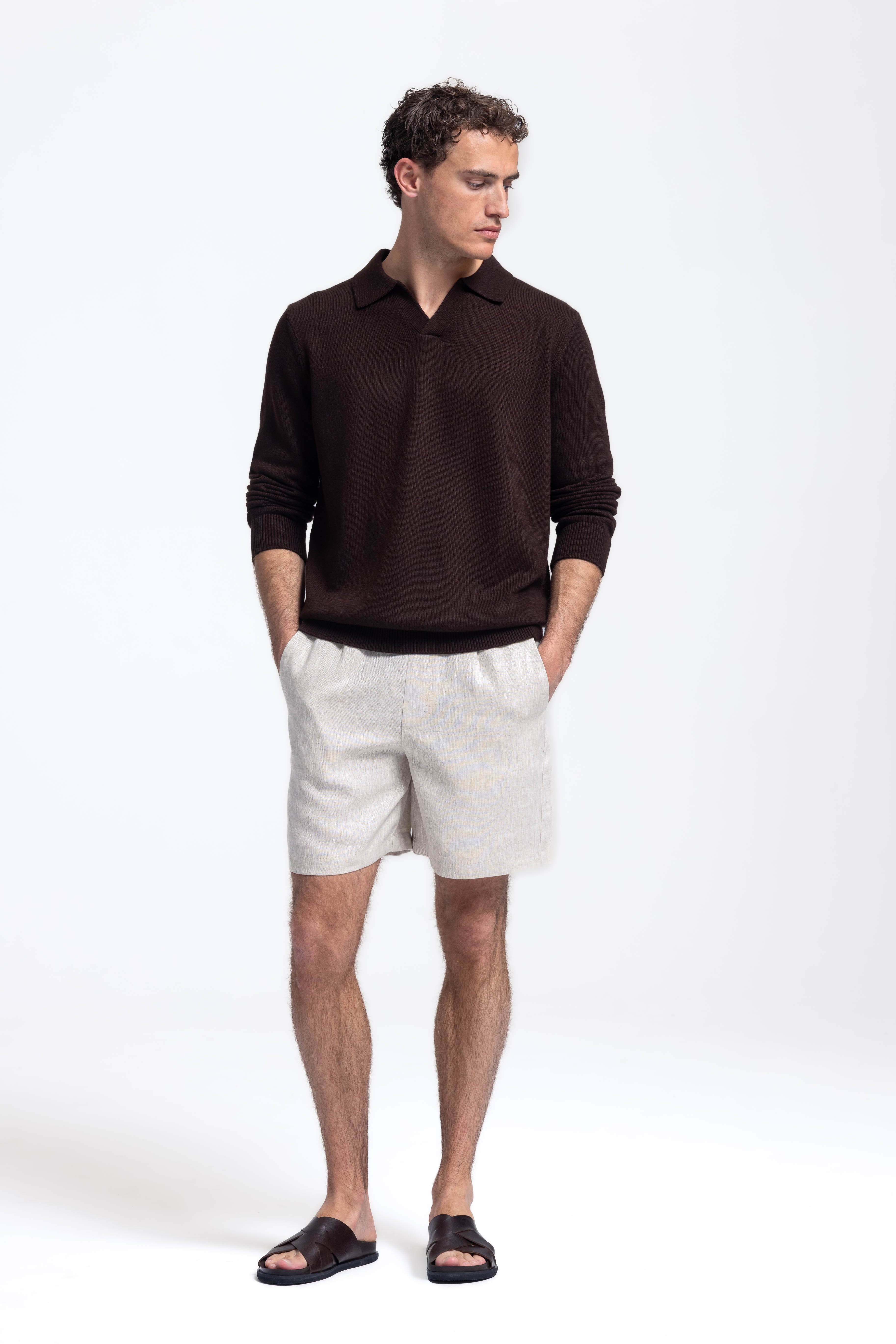 Loose Knit Polo - Dark Brown
