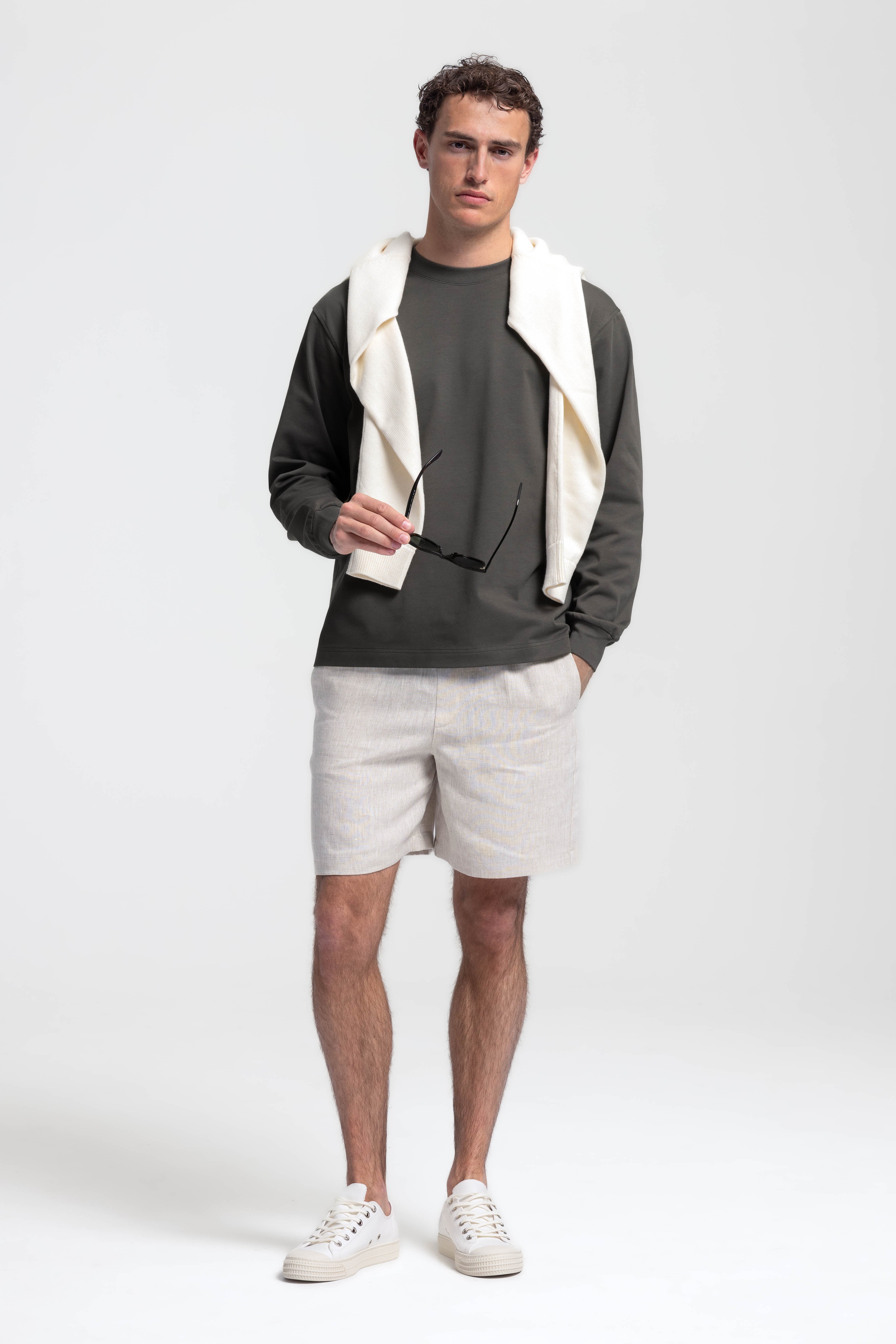 Schweres Langarm-T-Shirt – Dunkelgrün