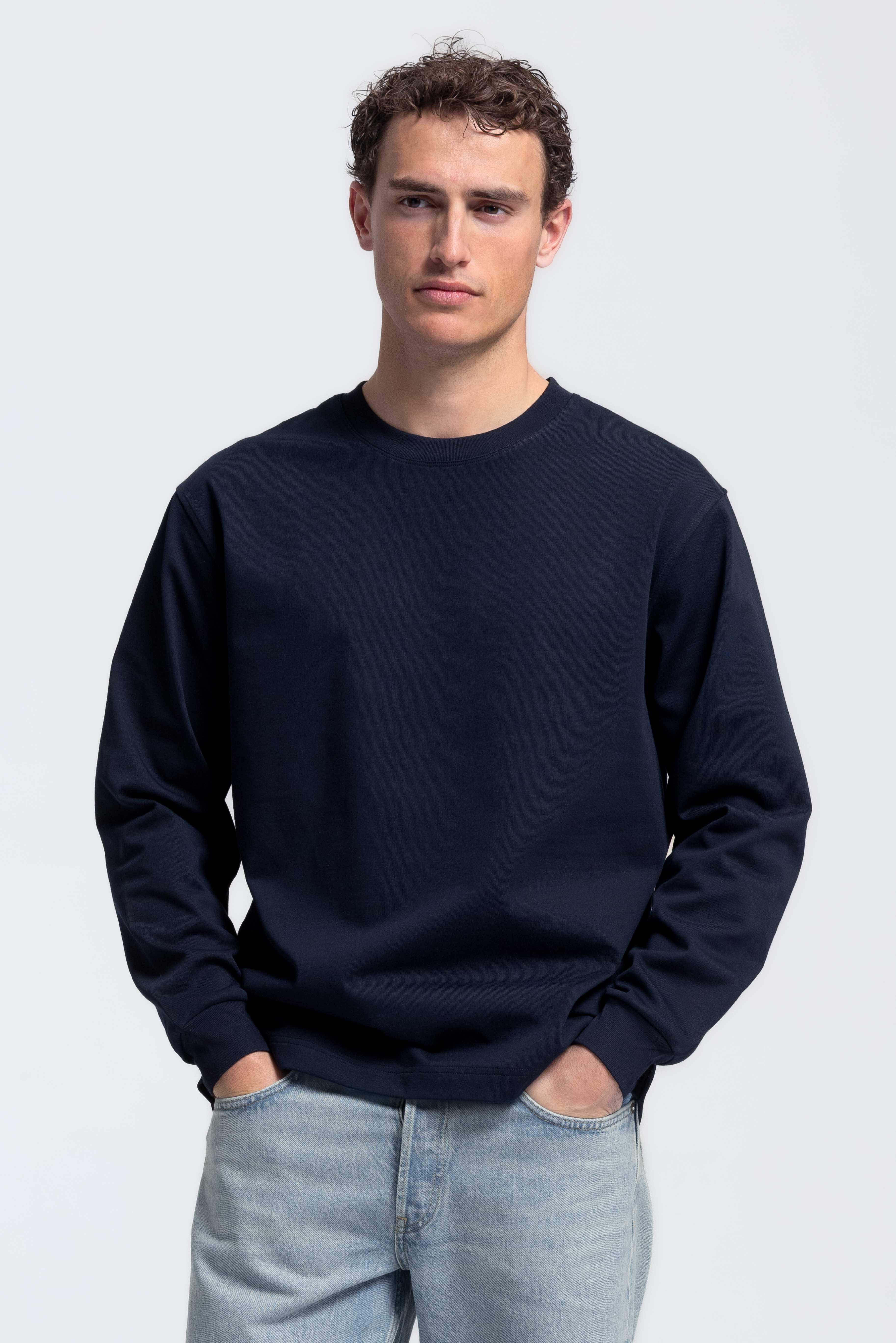 Schweres Langarm-T-Shirt – Dunkelblau