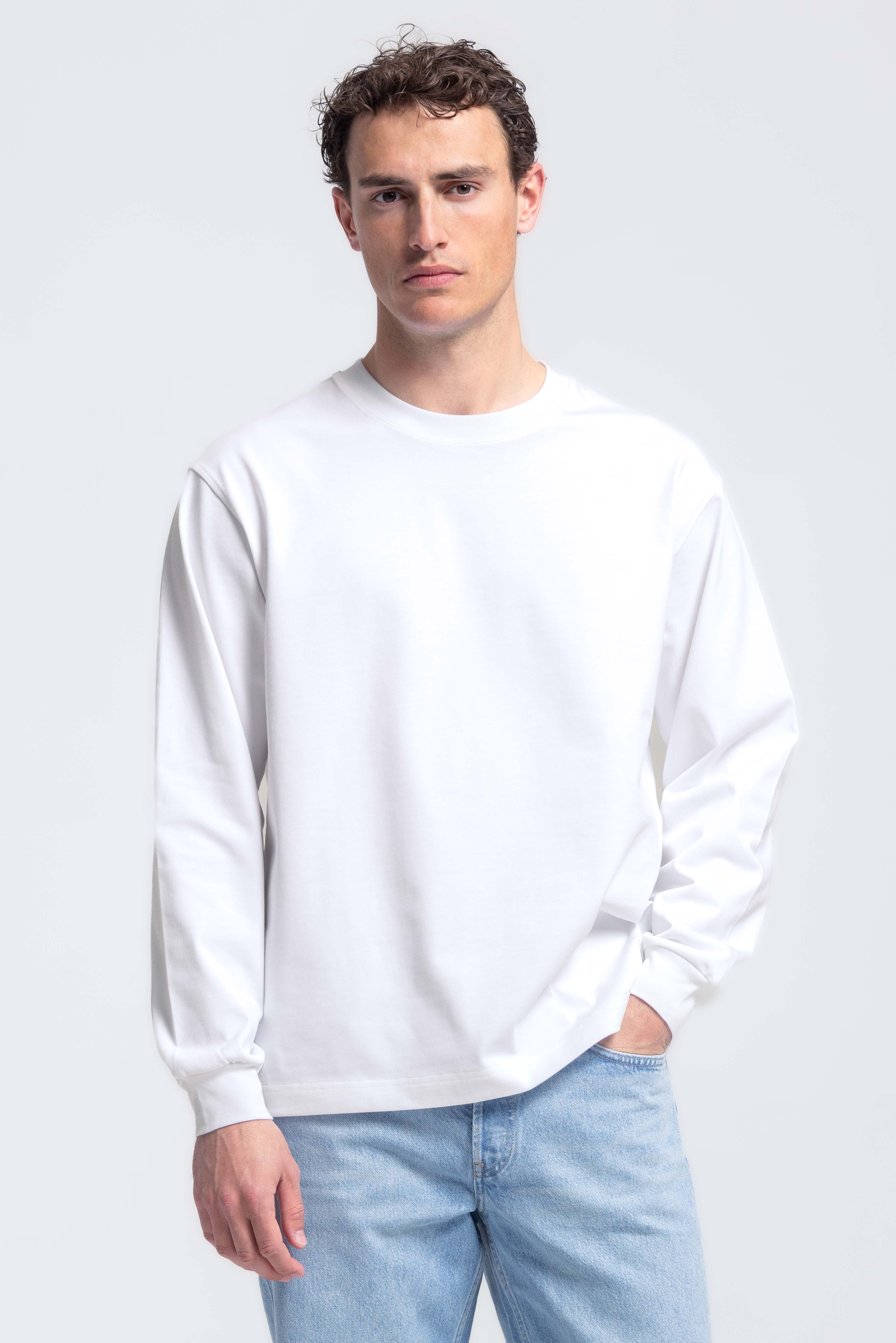 Schweres Langarm-T-Shirt – Weiß