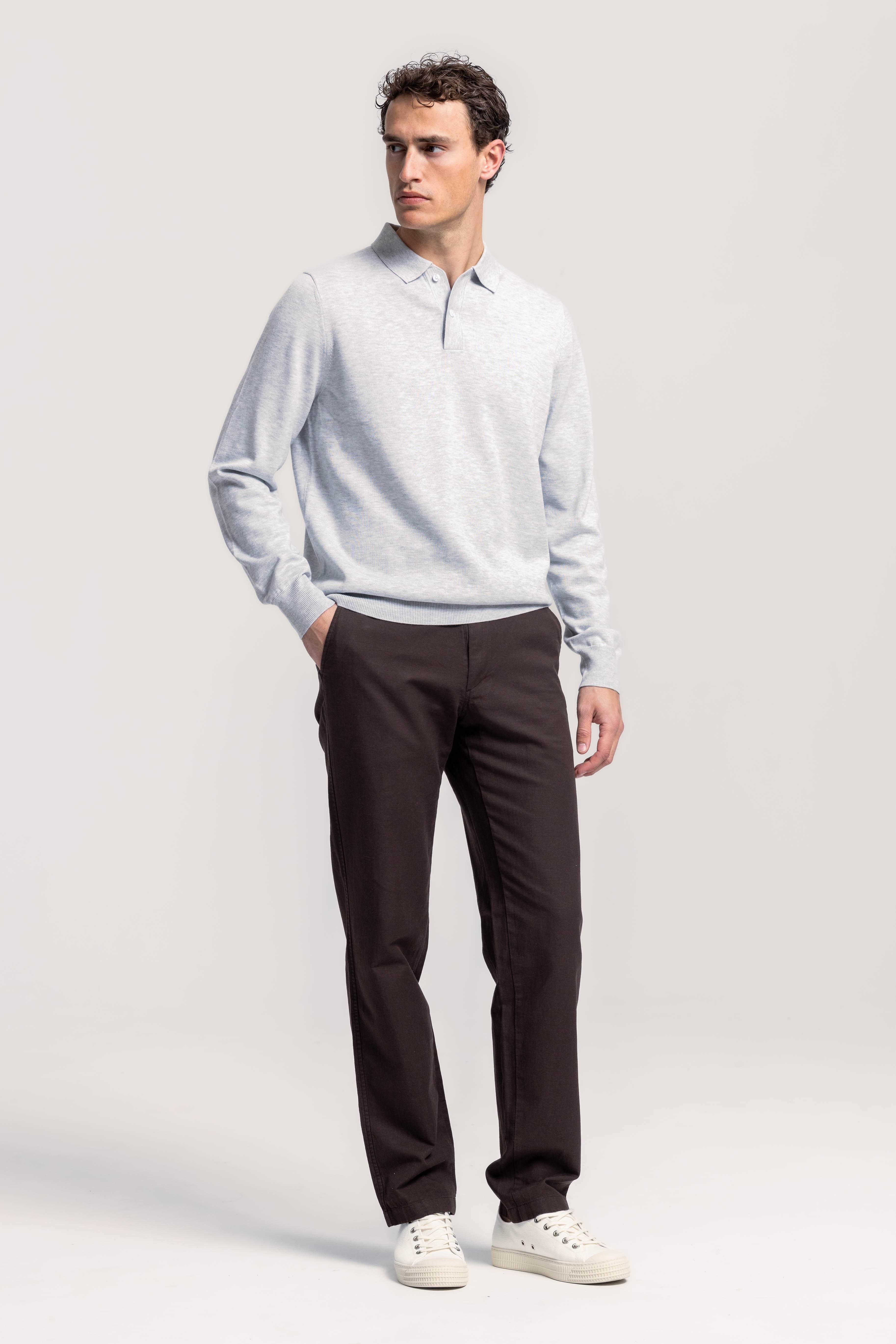 Knitted Polo - Light Grey