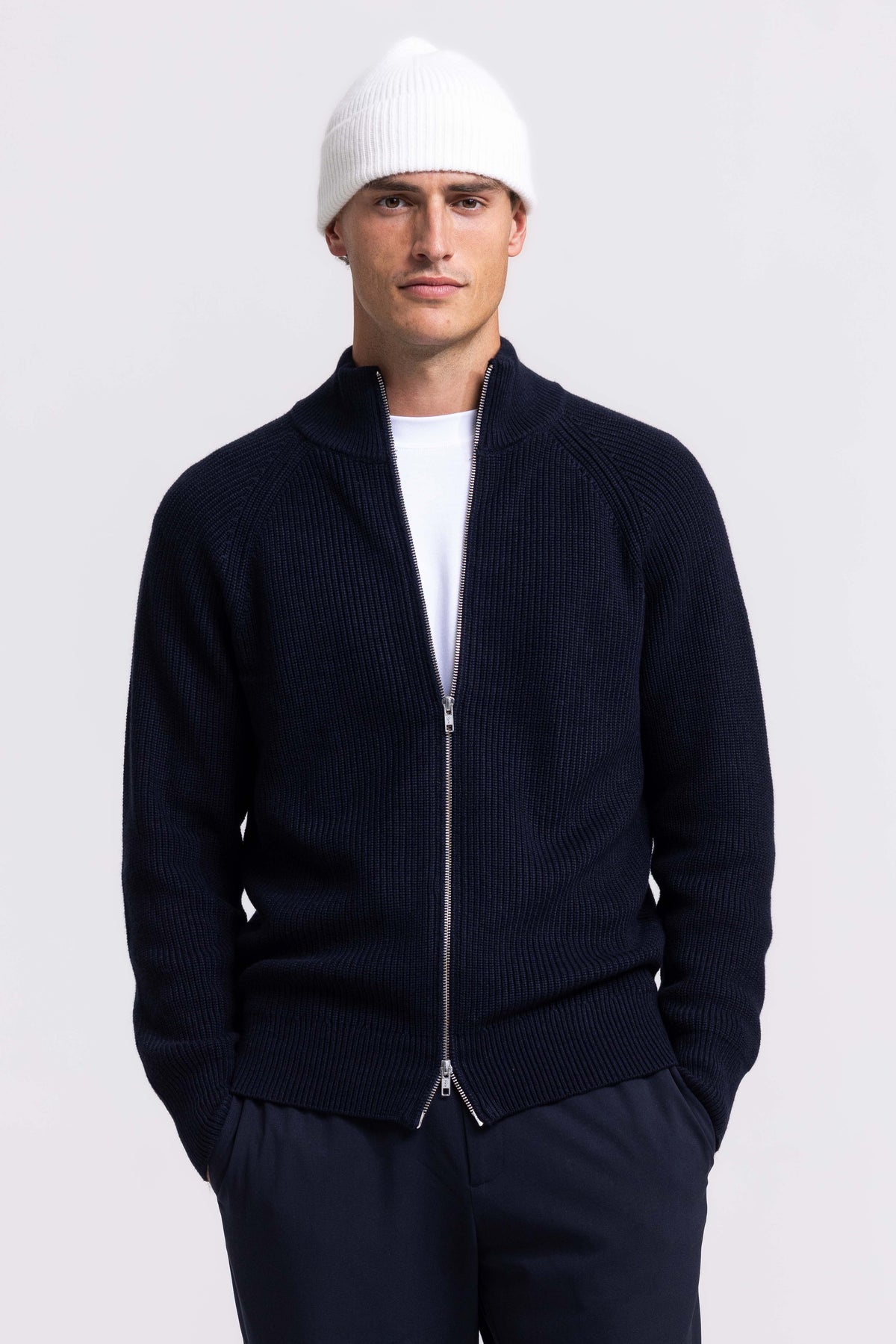 Rib Cardigan Vest - Donkerblauw