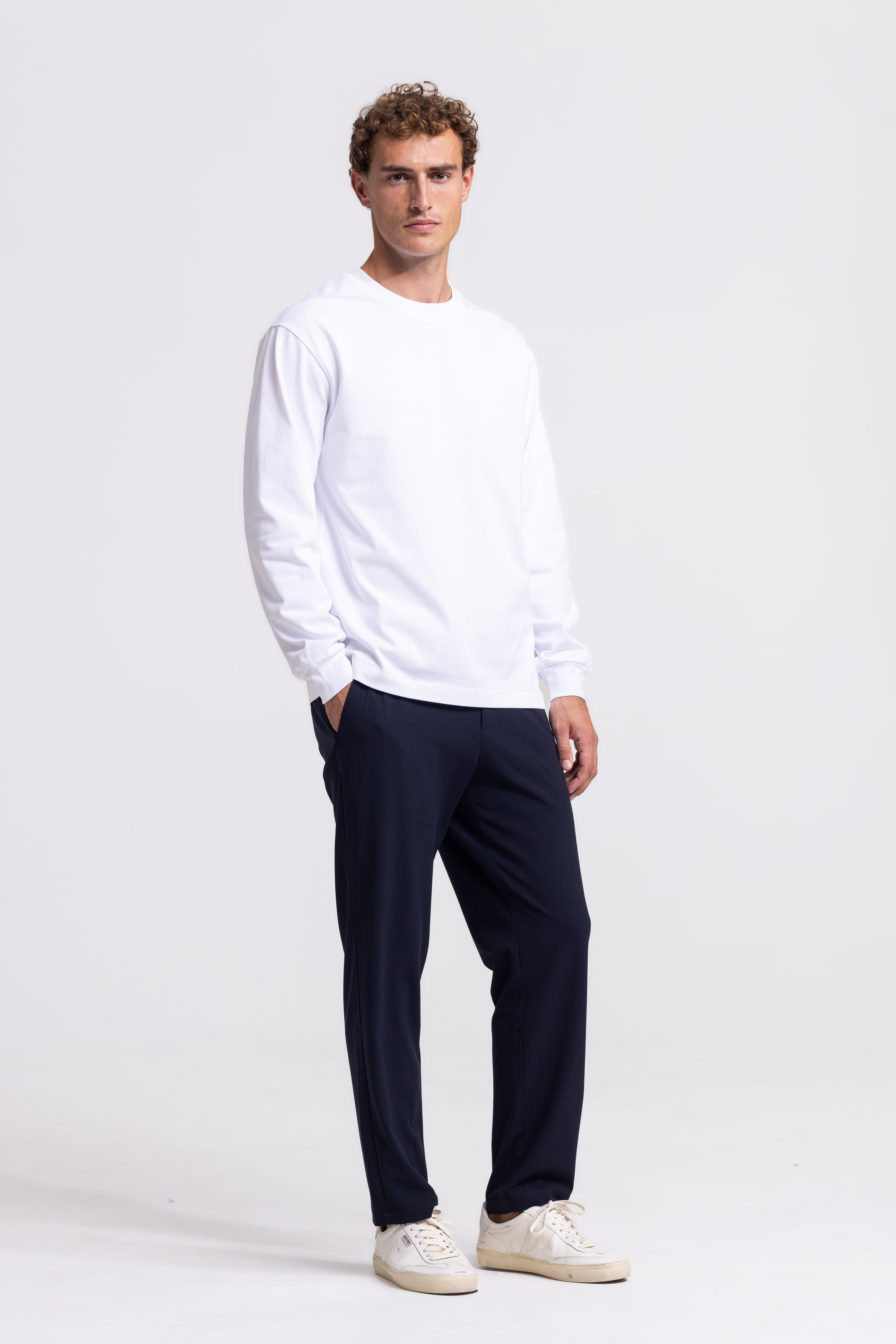 Schweres Langarm-T-Shirt – Weiß