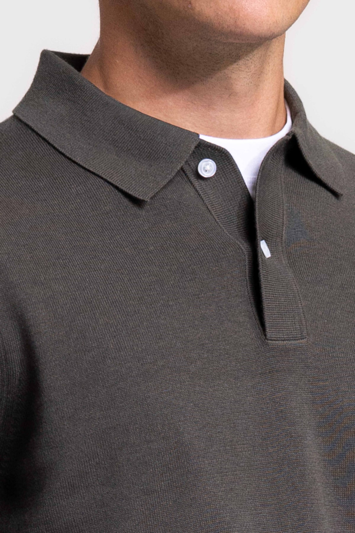 Strick-Polo – Olivgrün