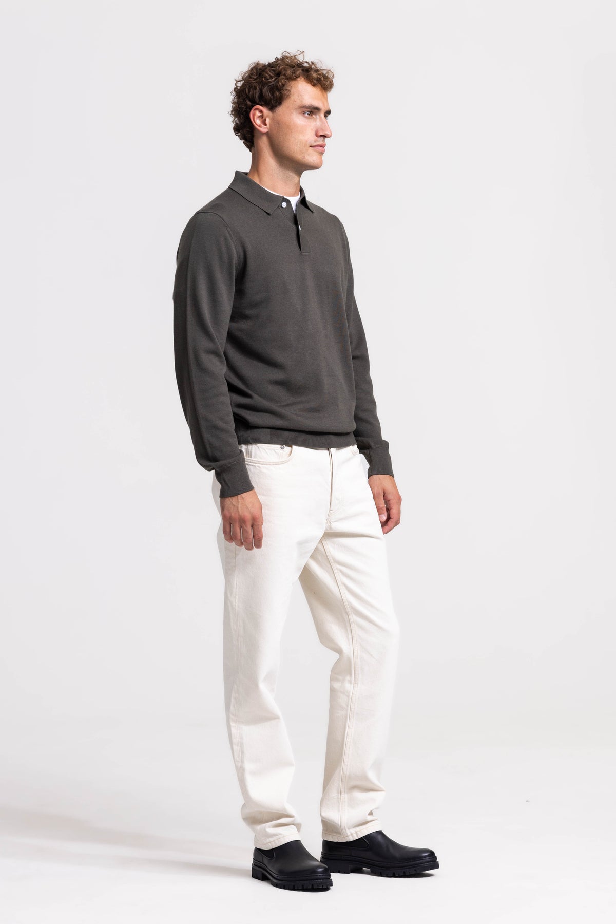 Strick-Polo – Olivgrün