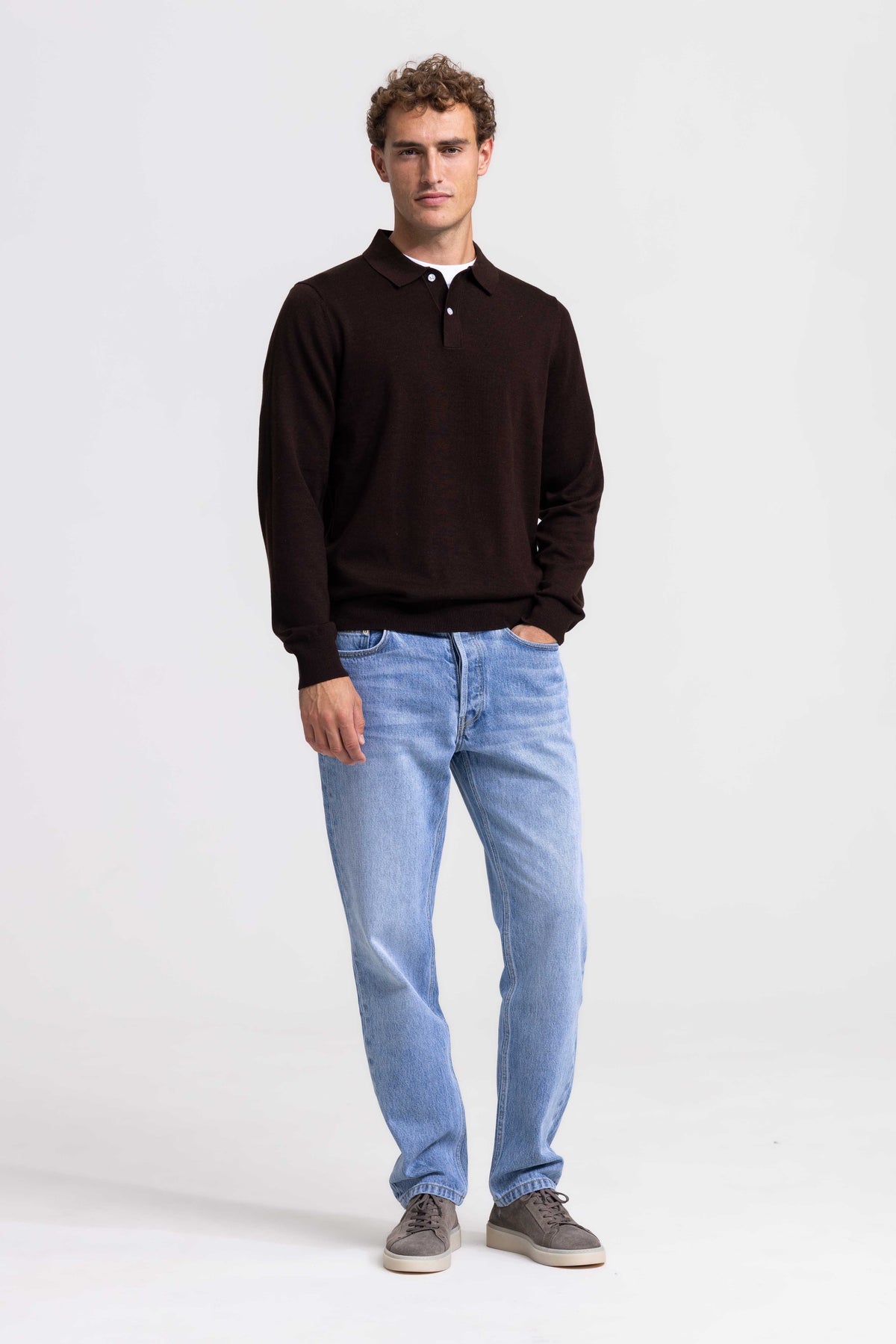 Knitted Polo - Dark Brown
