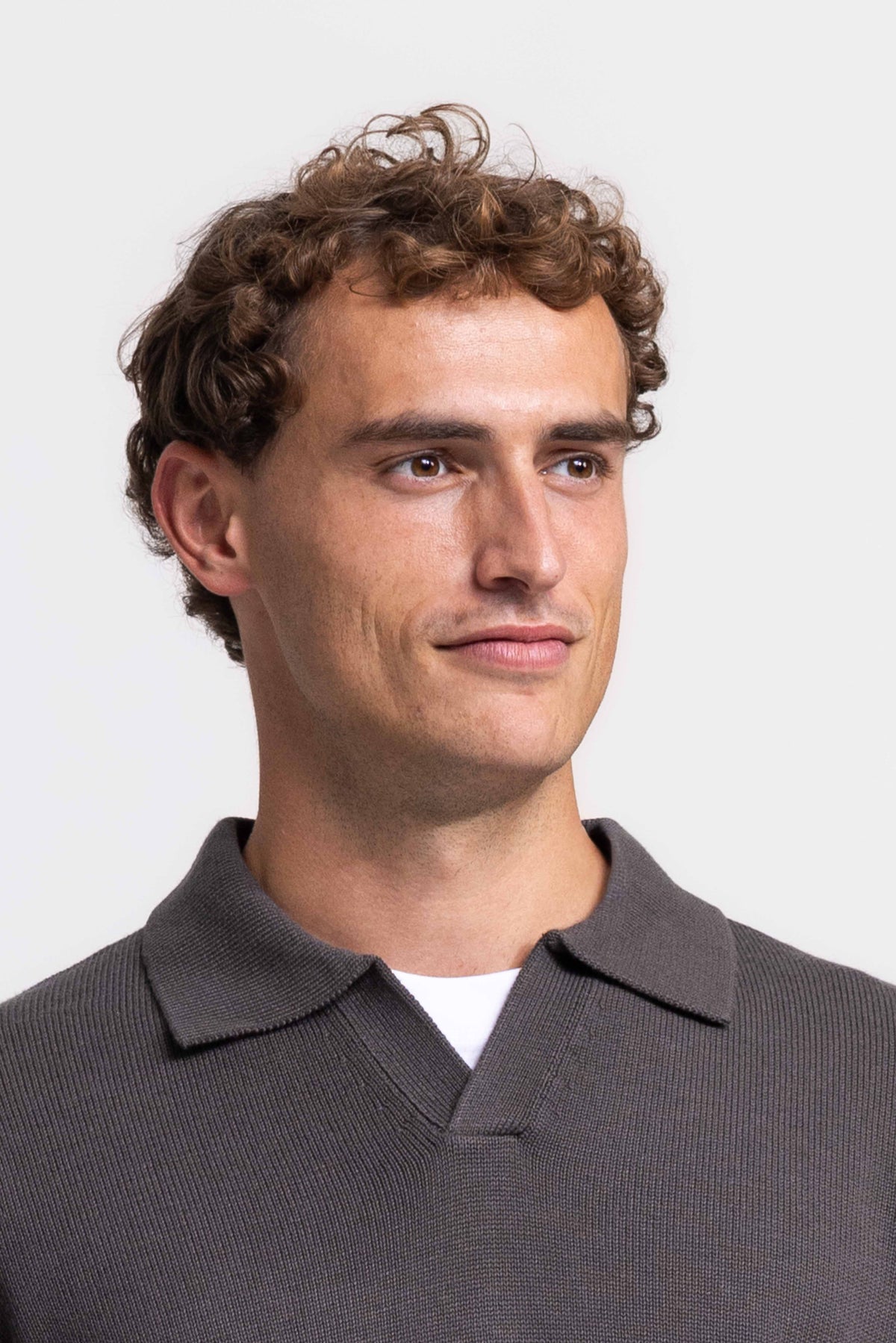 Loose Knit Polo - Olive Green