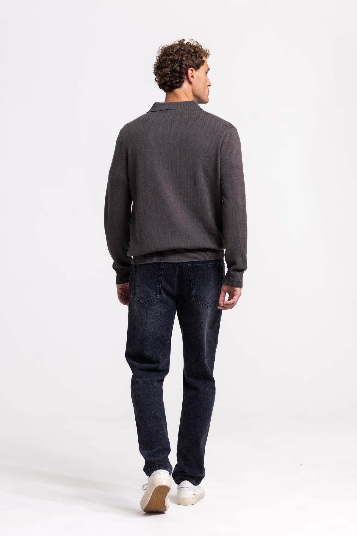 Loose Knit Polo - Olive Green