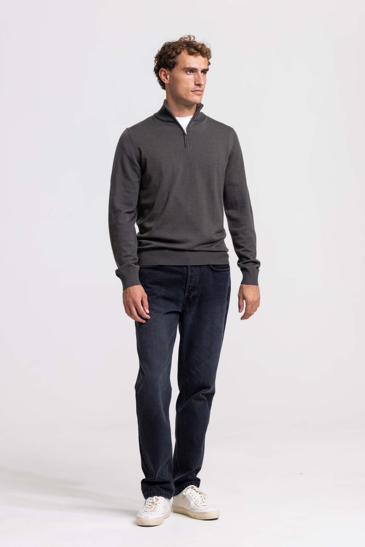 Quarter-Zip – Olivgrün