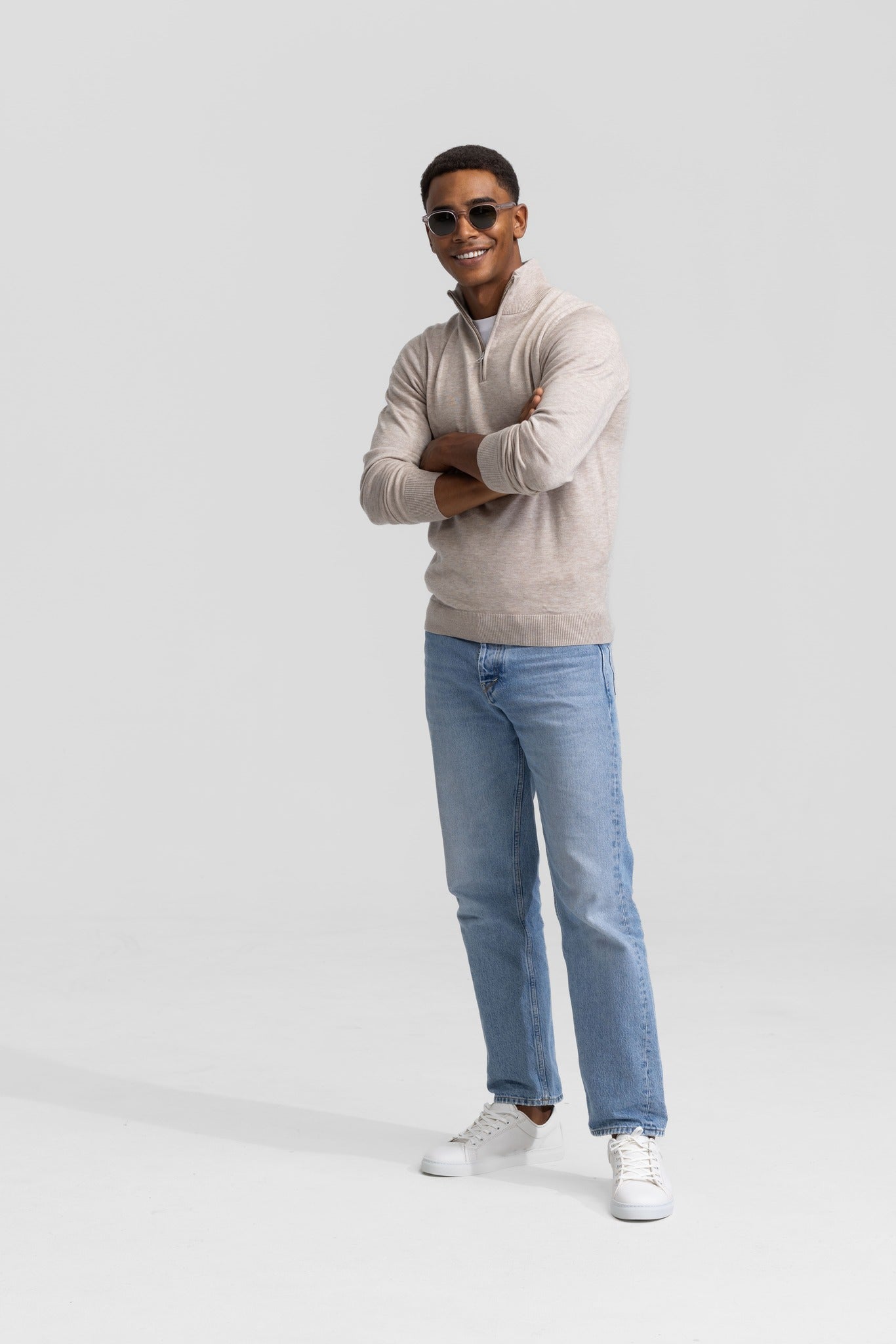 pullover in beige for men at nølson called quarterzip beige