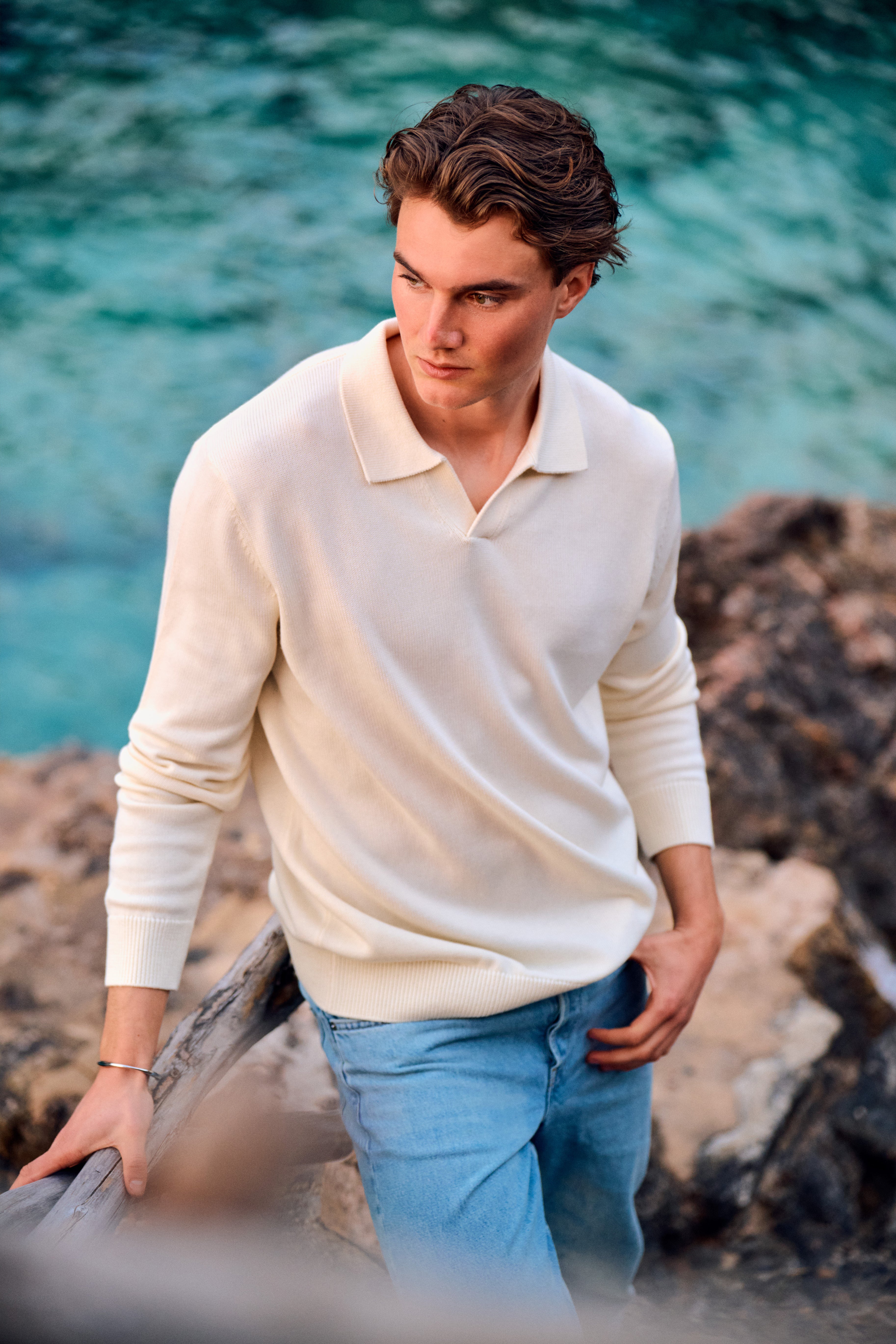 Loose Knit Polo - Off White