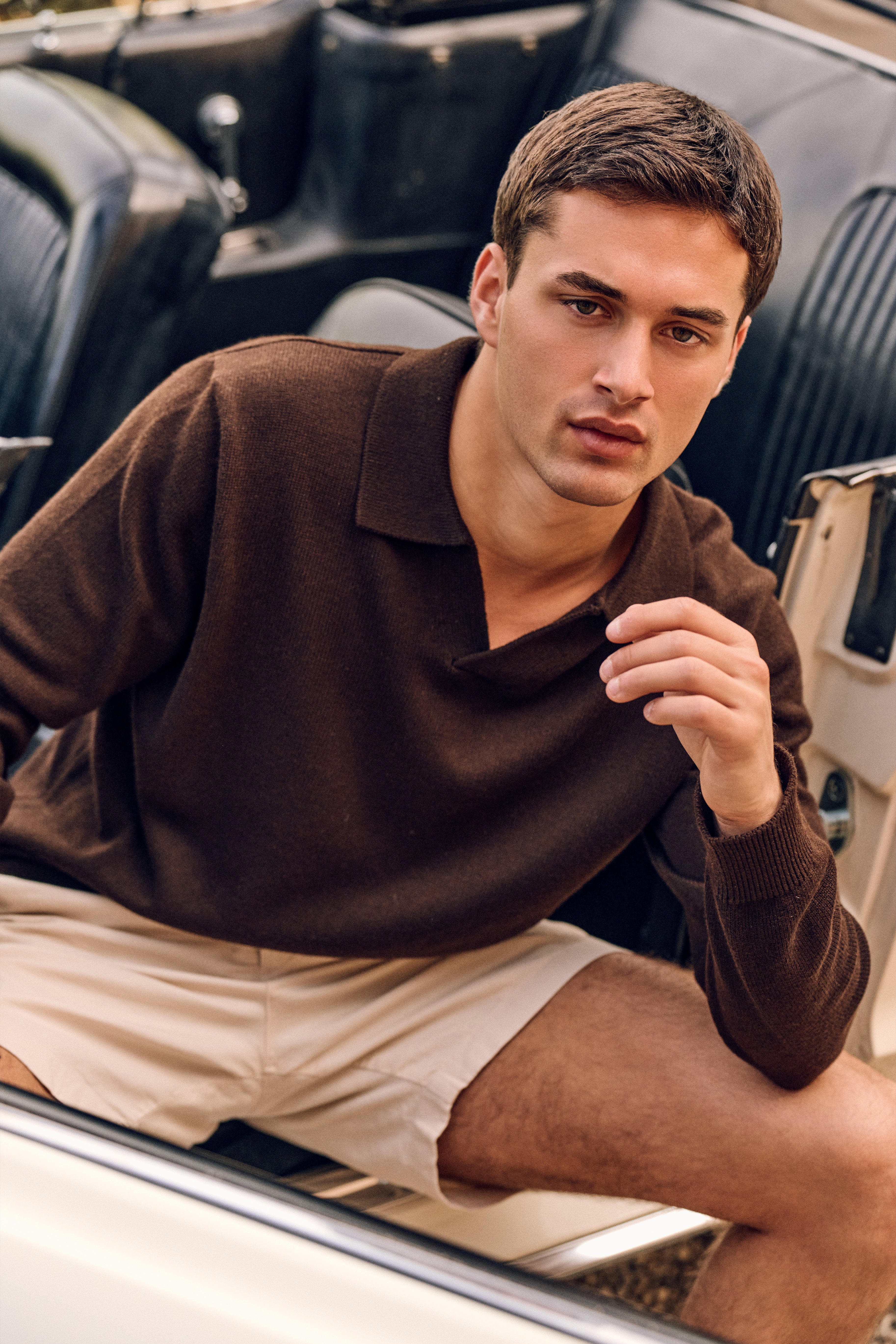 Loose Knit Polo - Dark Brown