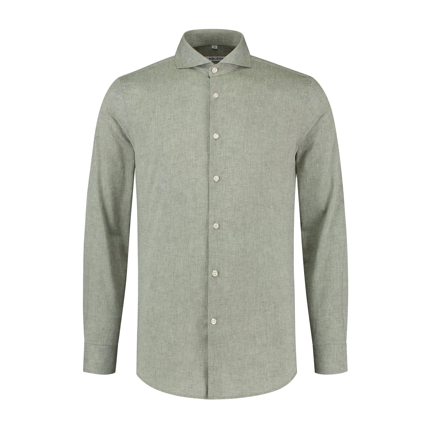 Green slim fit linen shirt