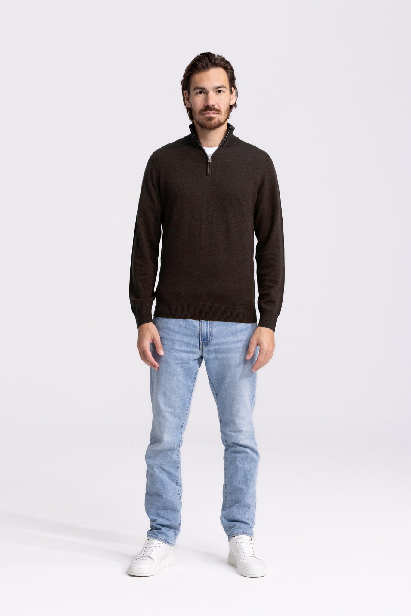 Quarter-zip Chocolate Brown Sweater