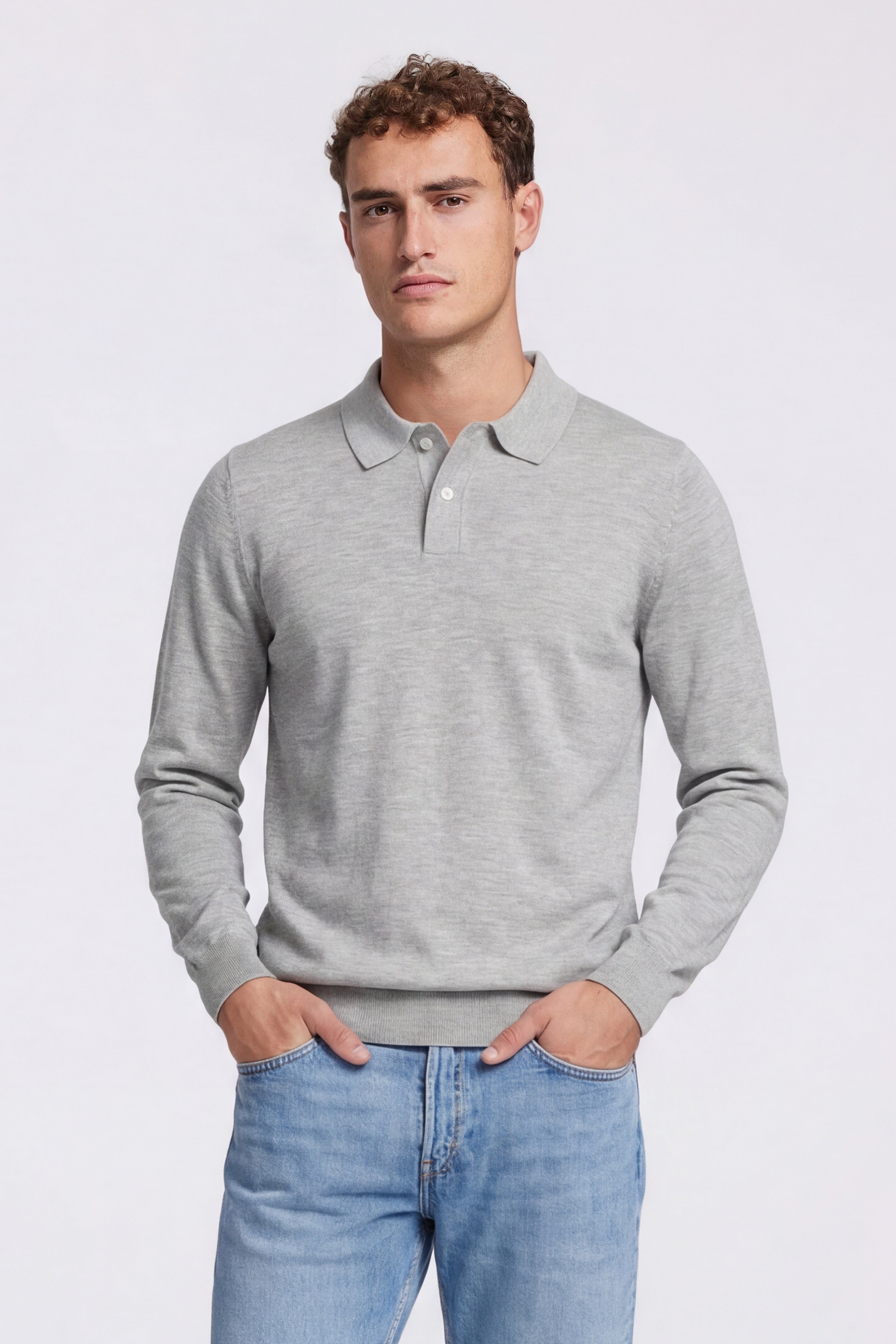 Knitted Polo Lichtgrijs