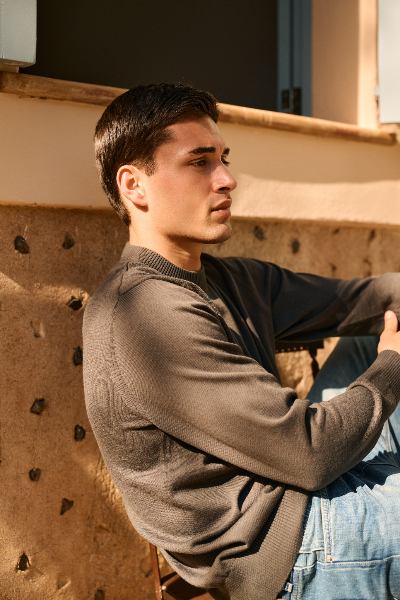 Crewneck trui - Olijfgroen