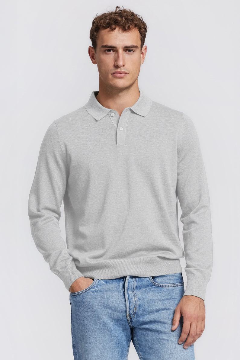Knitted Polo Lichtgrijs