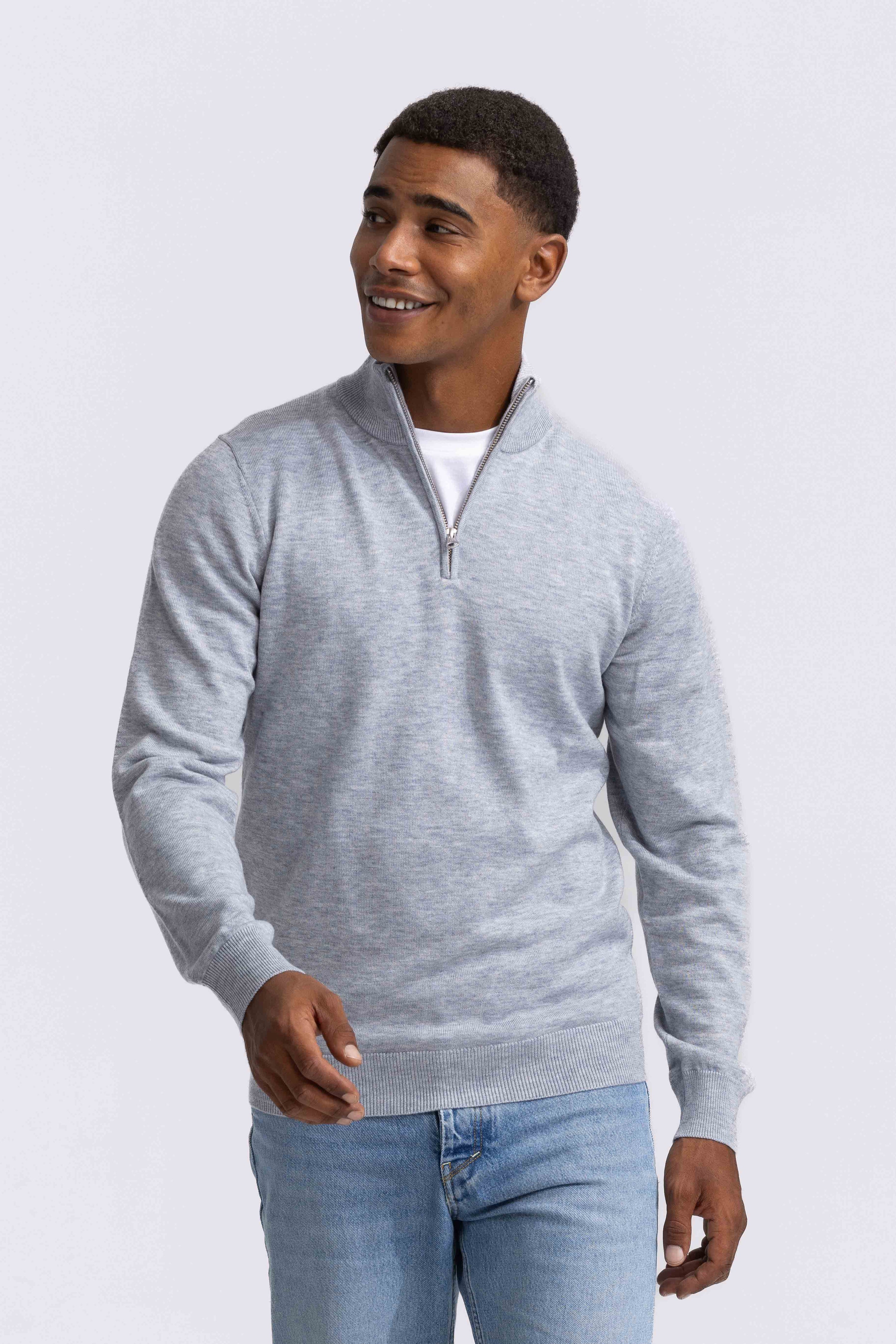 Quarter-zip Grey Sweater