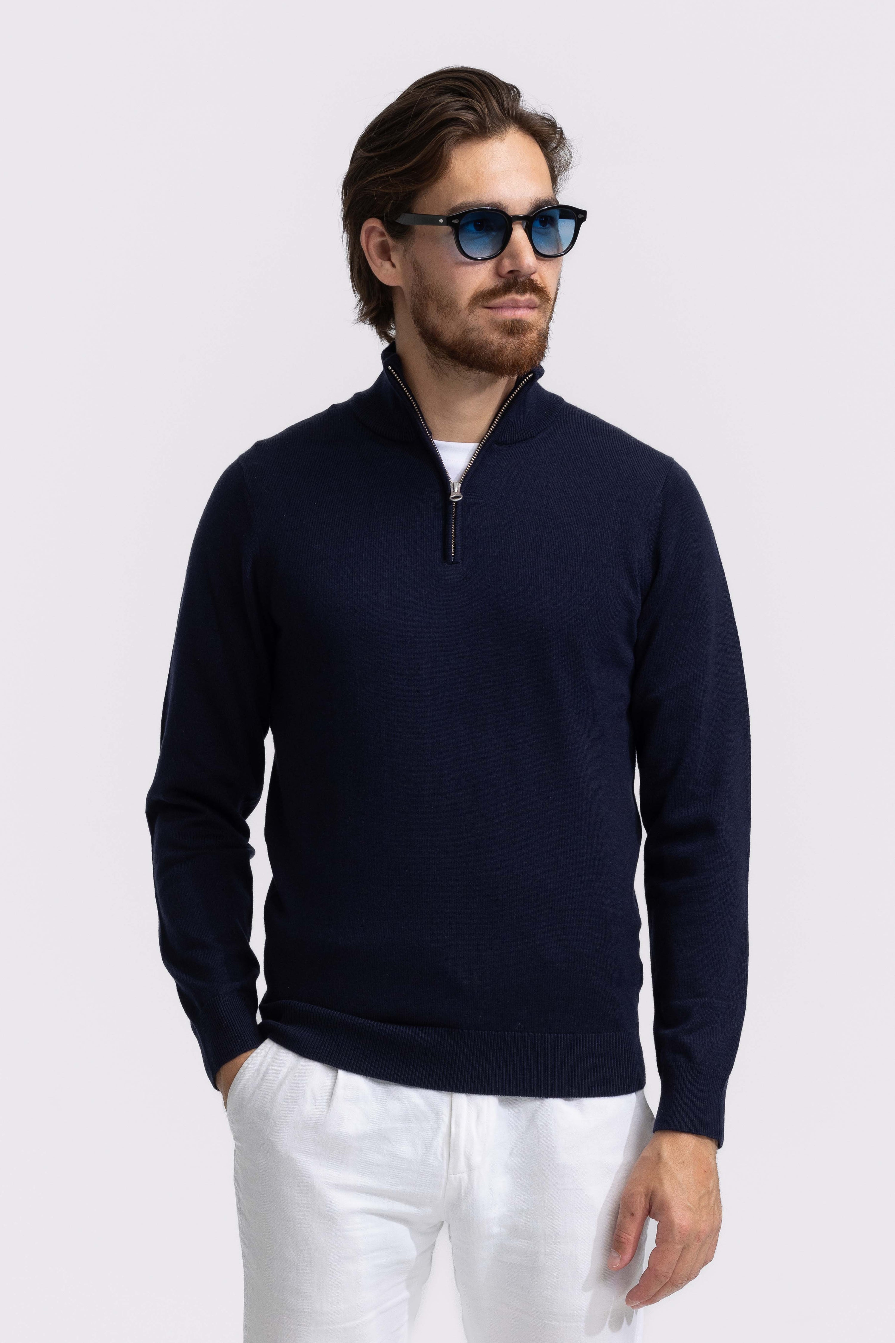 Quarter-zip Dark Blue Sweater