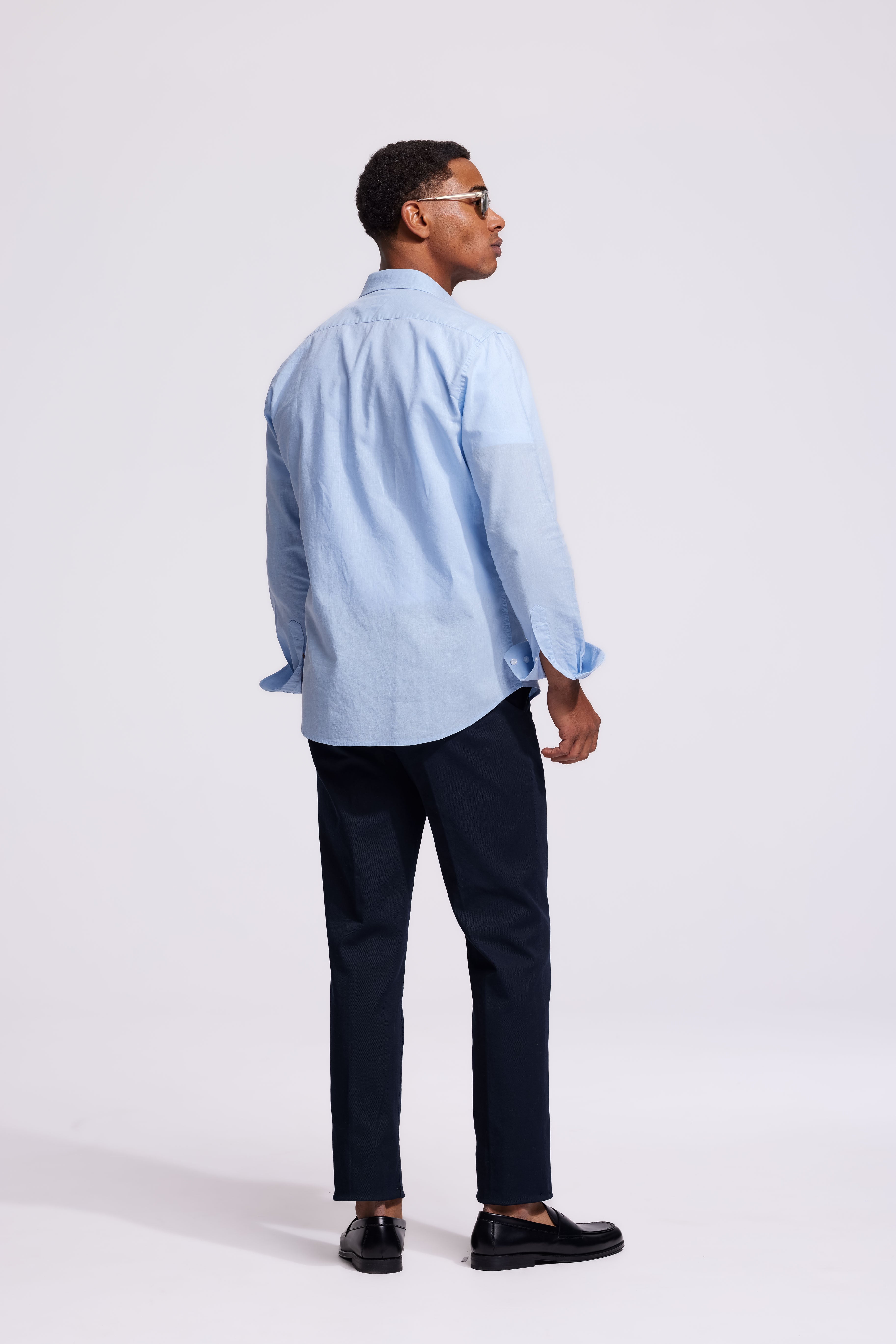 Lindo Light Blue Linen Shirt
