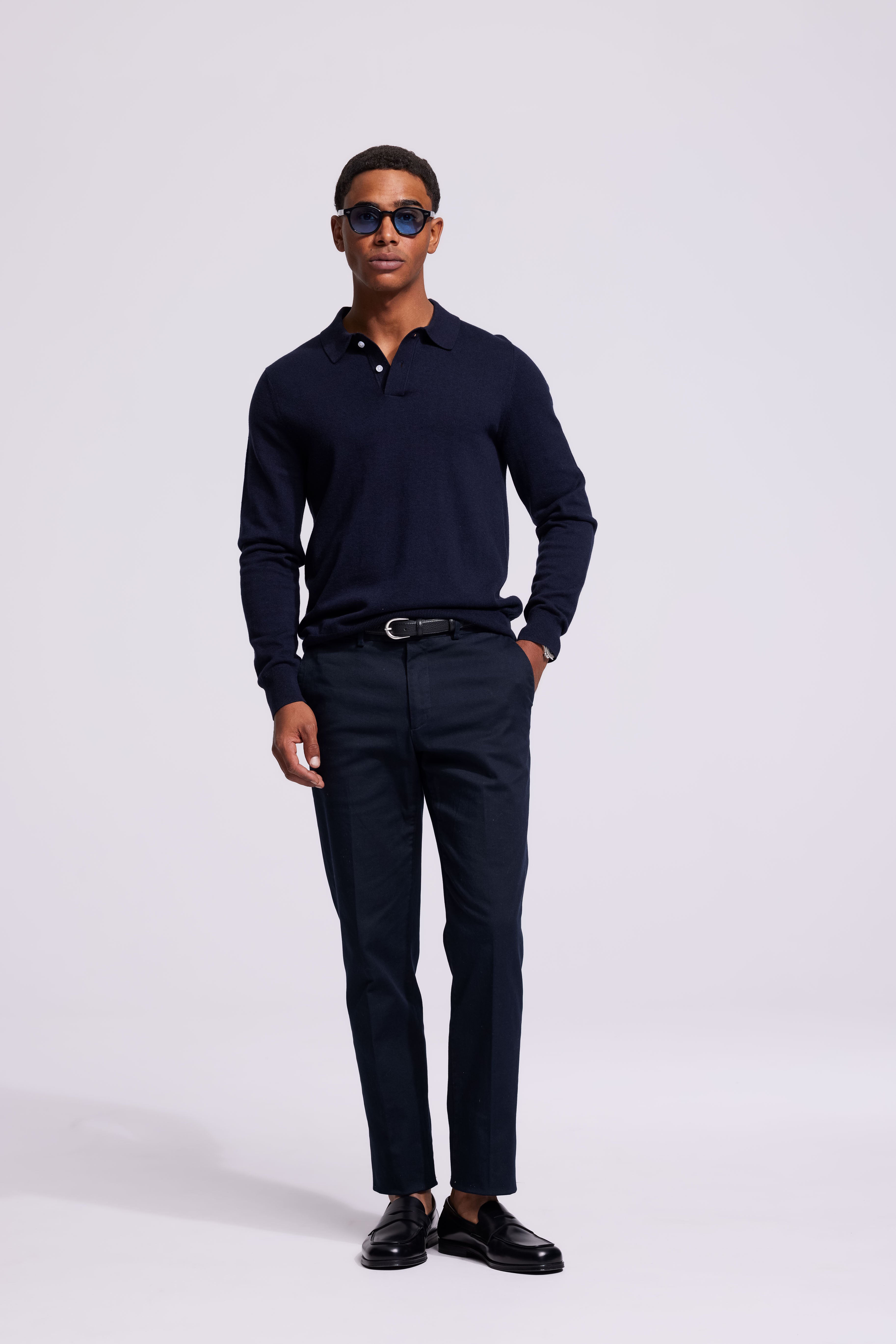 Knitted Polo Dark Blue