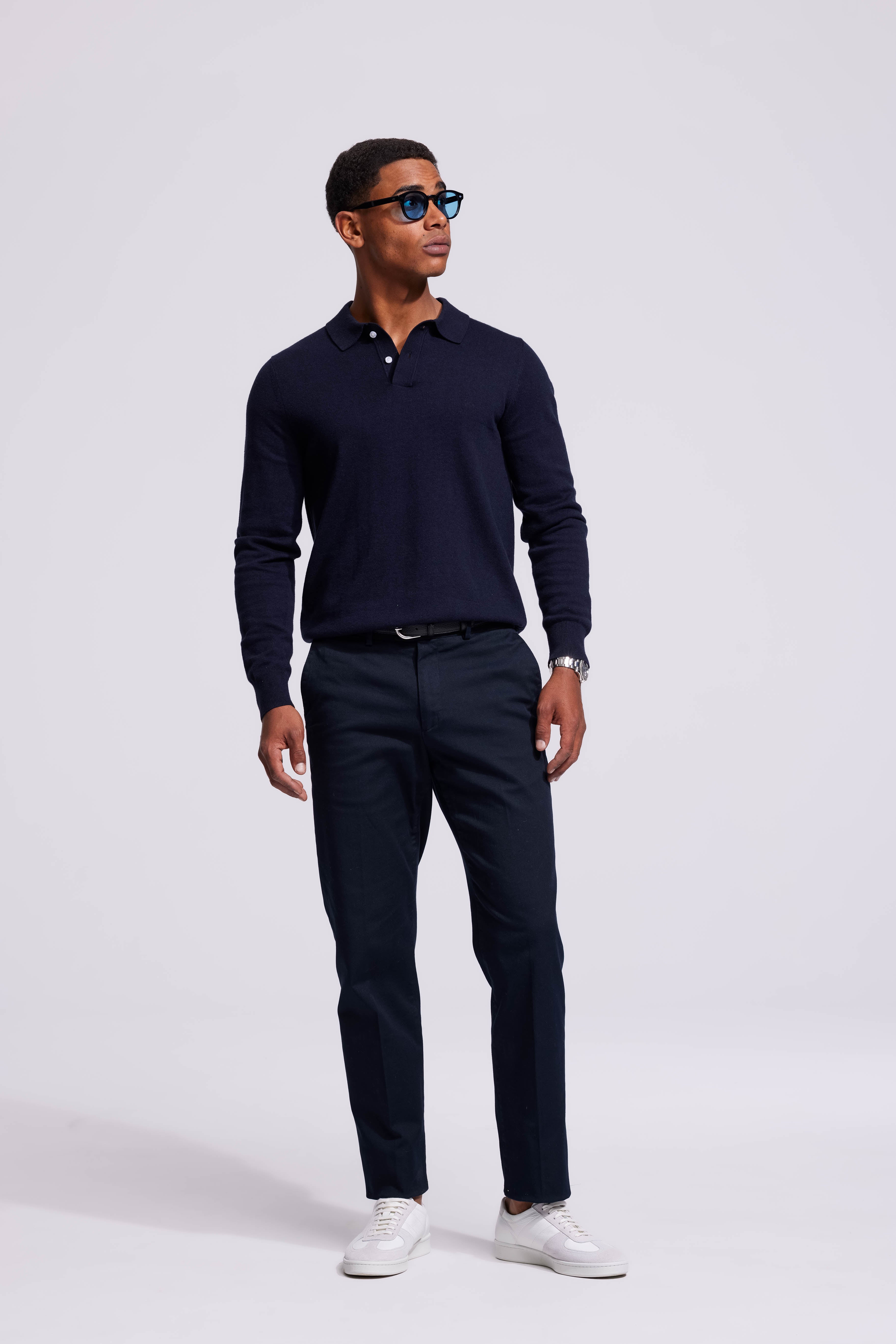 Knitted Polo Dark Blue