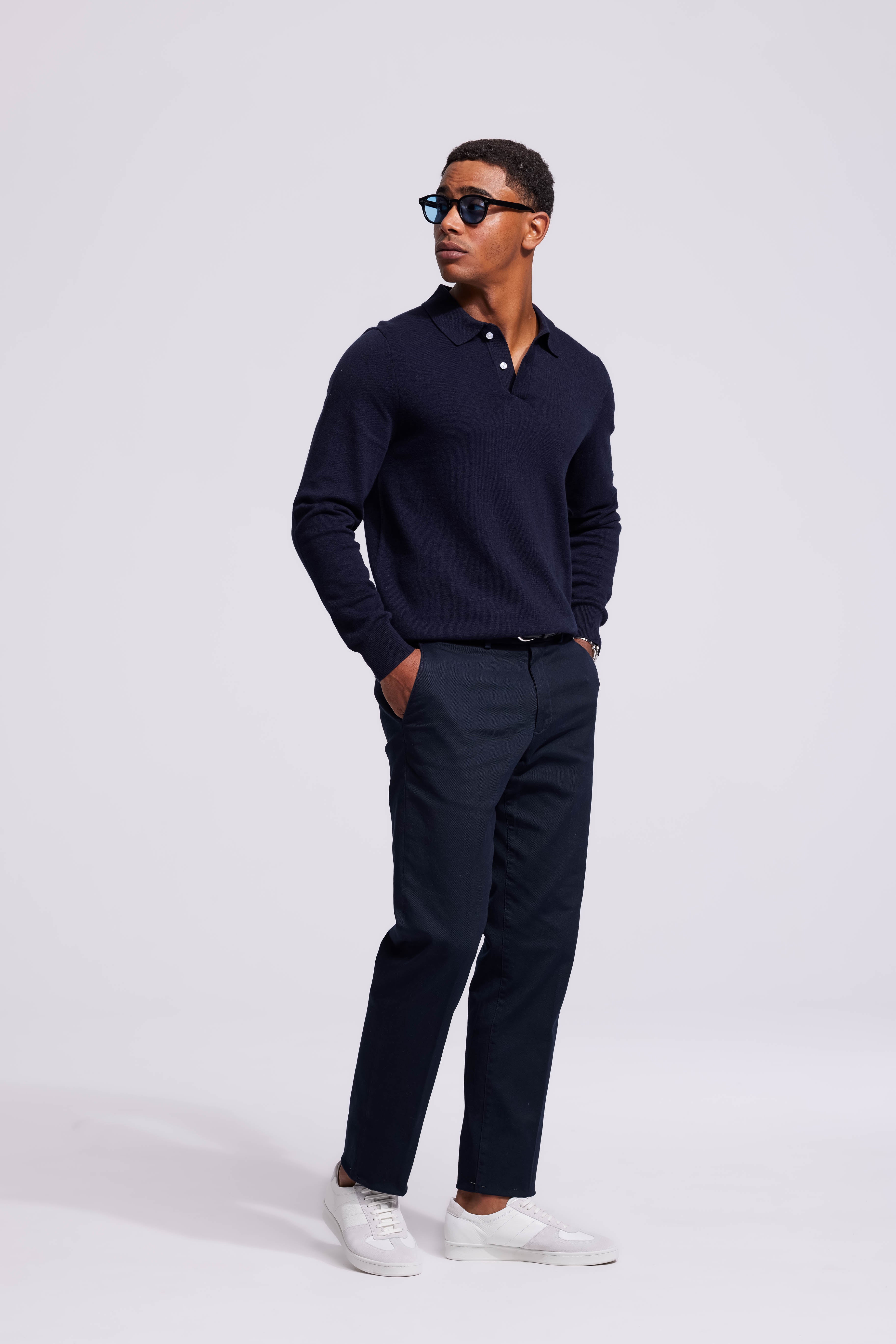 Knitted Polo Dark Blue