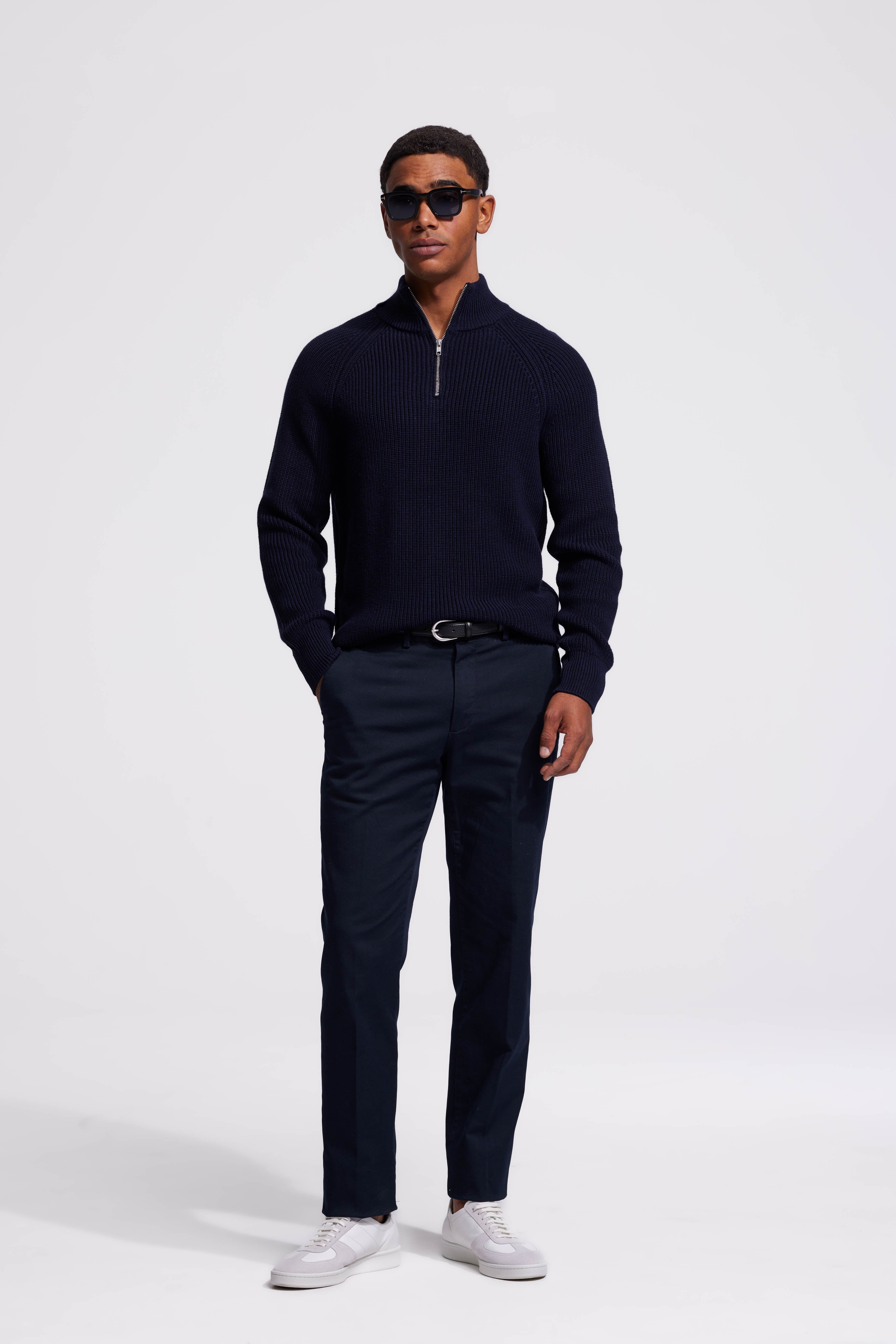 Rib Quarter-Zip Dark Blue