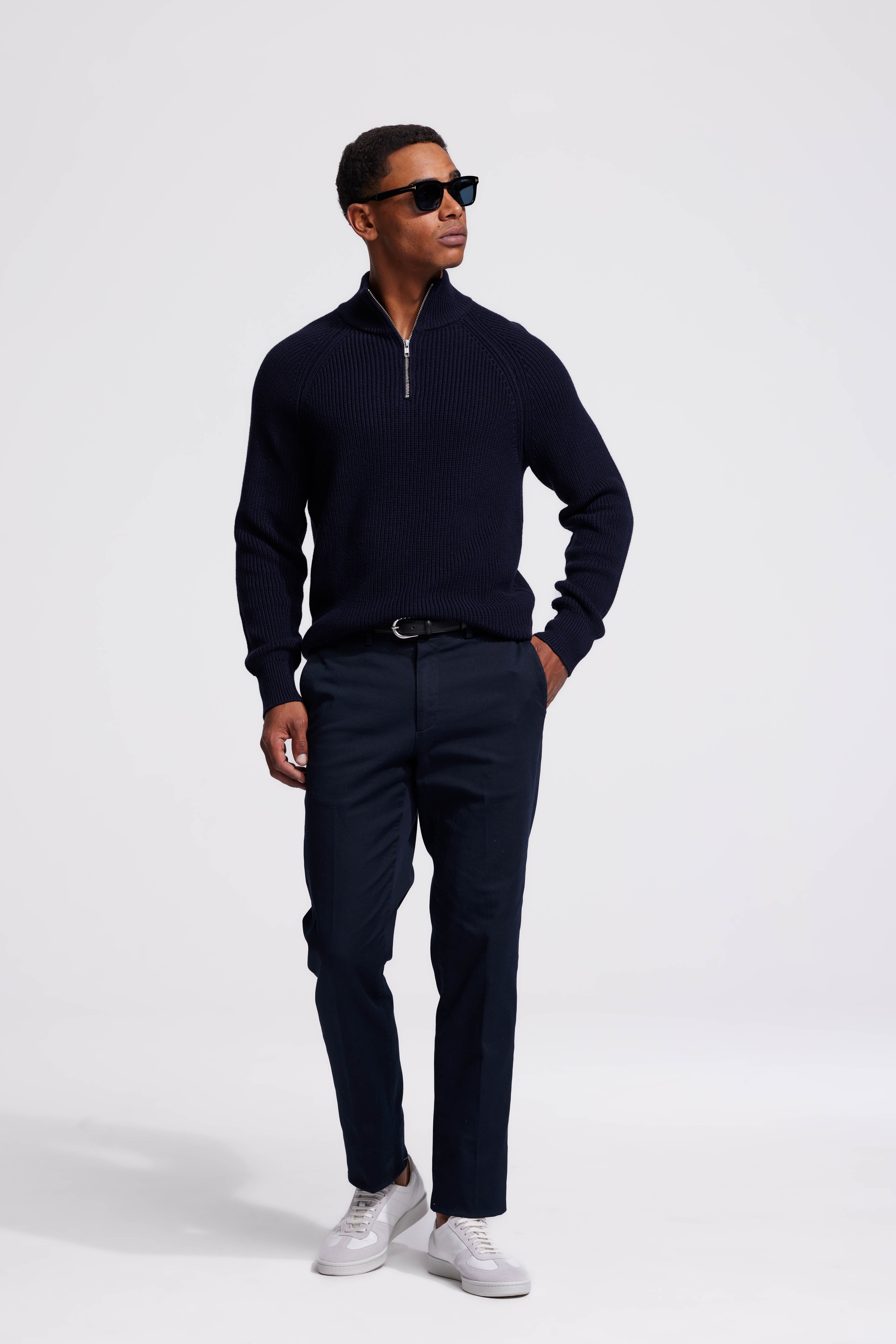 Rib Quarter-Zip Dark Blue