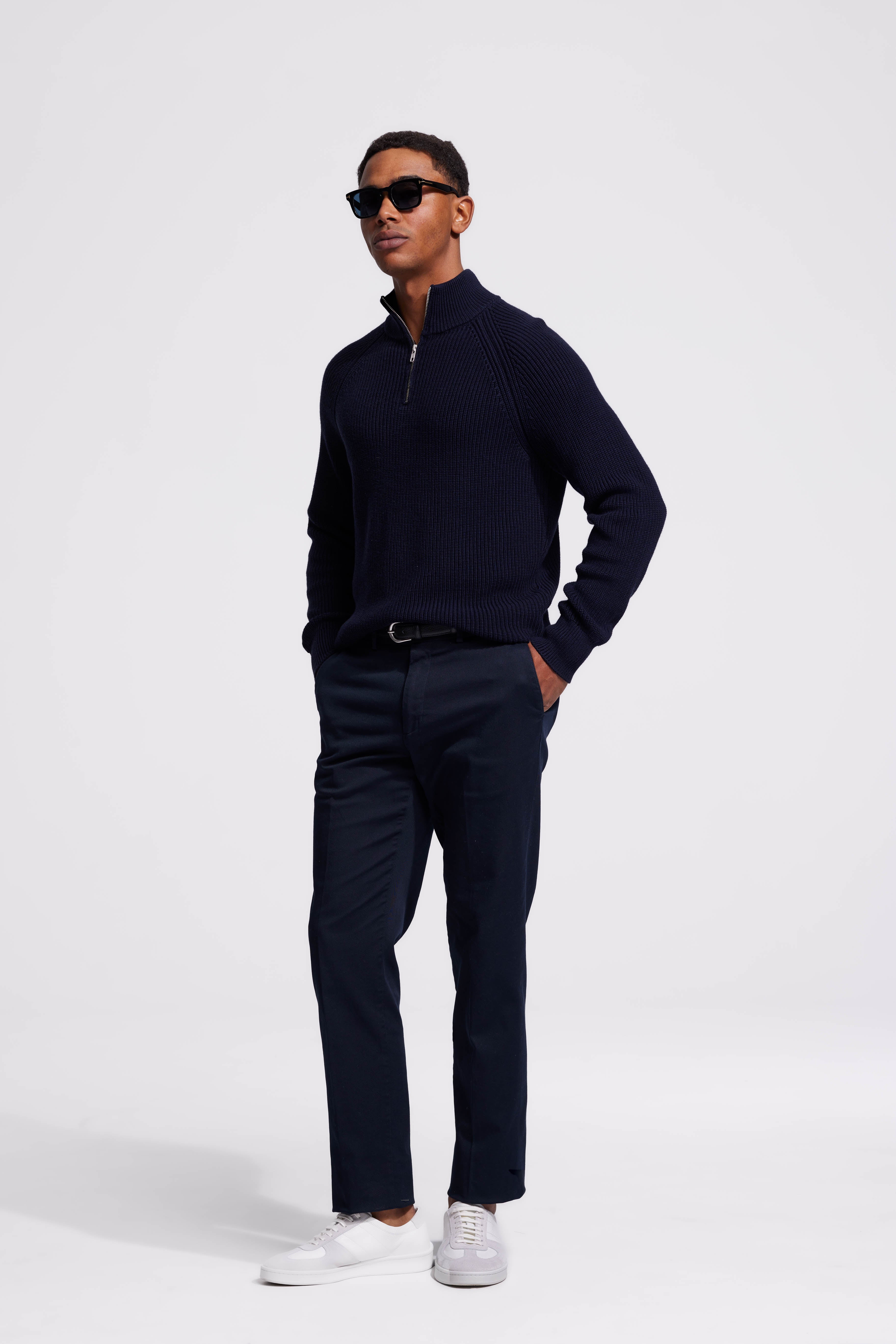 Rib Quarter-Zip Dark Blue