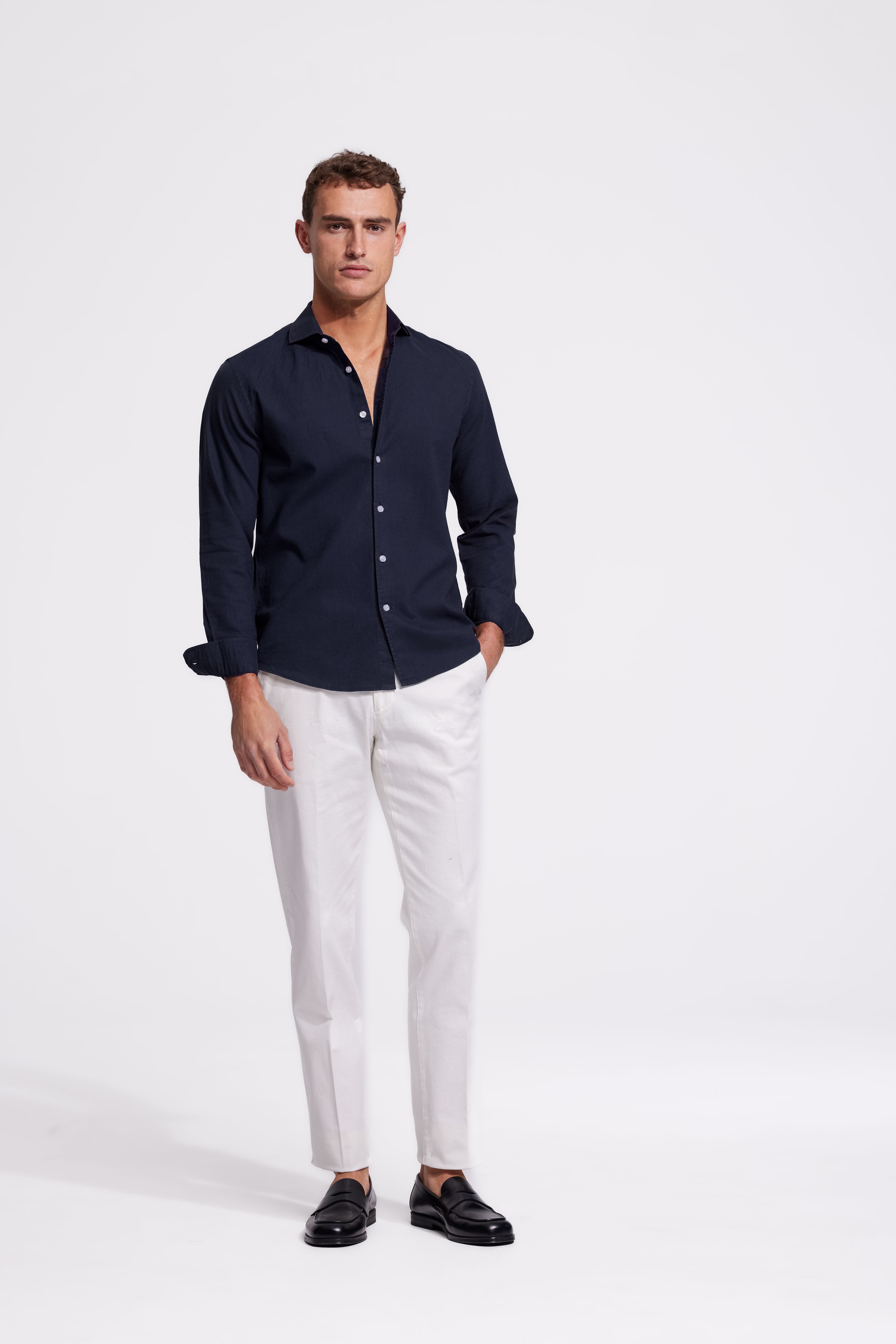 Lindo Dark Blue Linen Shirt