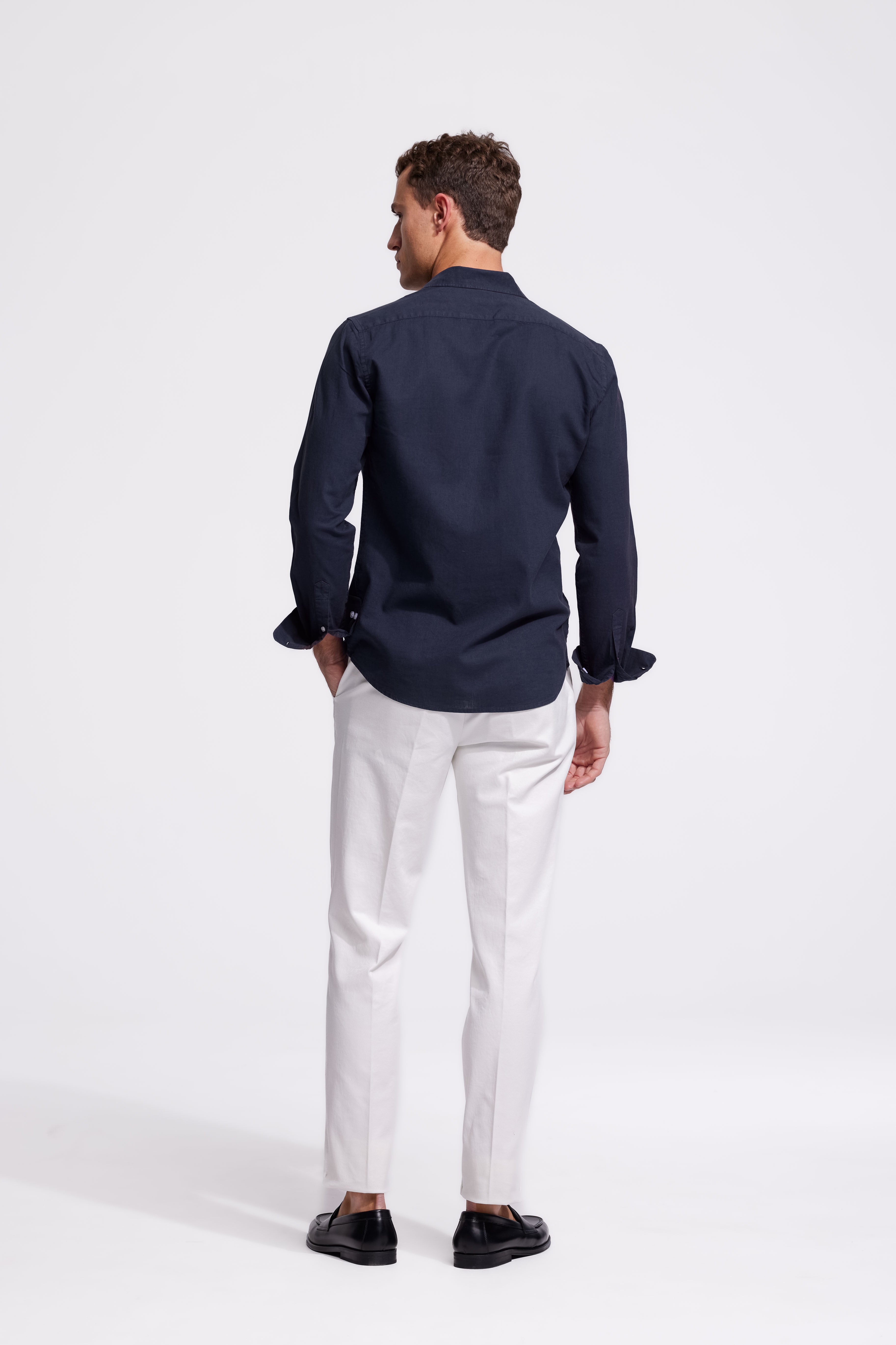 Lindo donkerblauw linnen overhemd