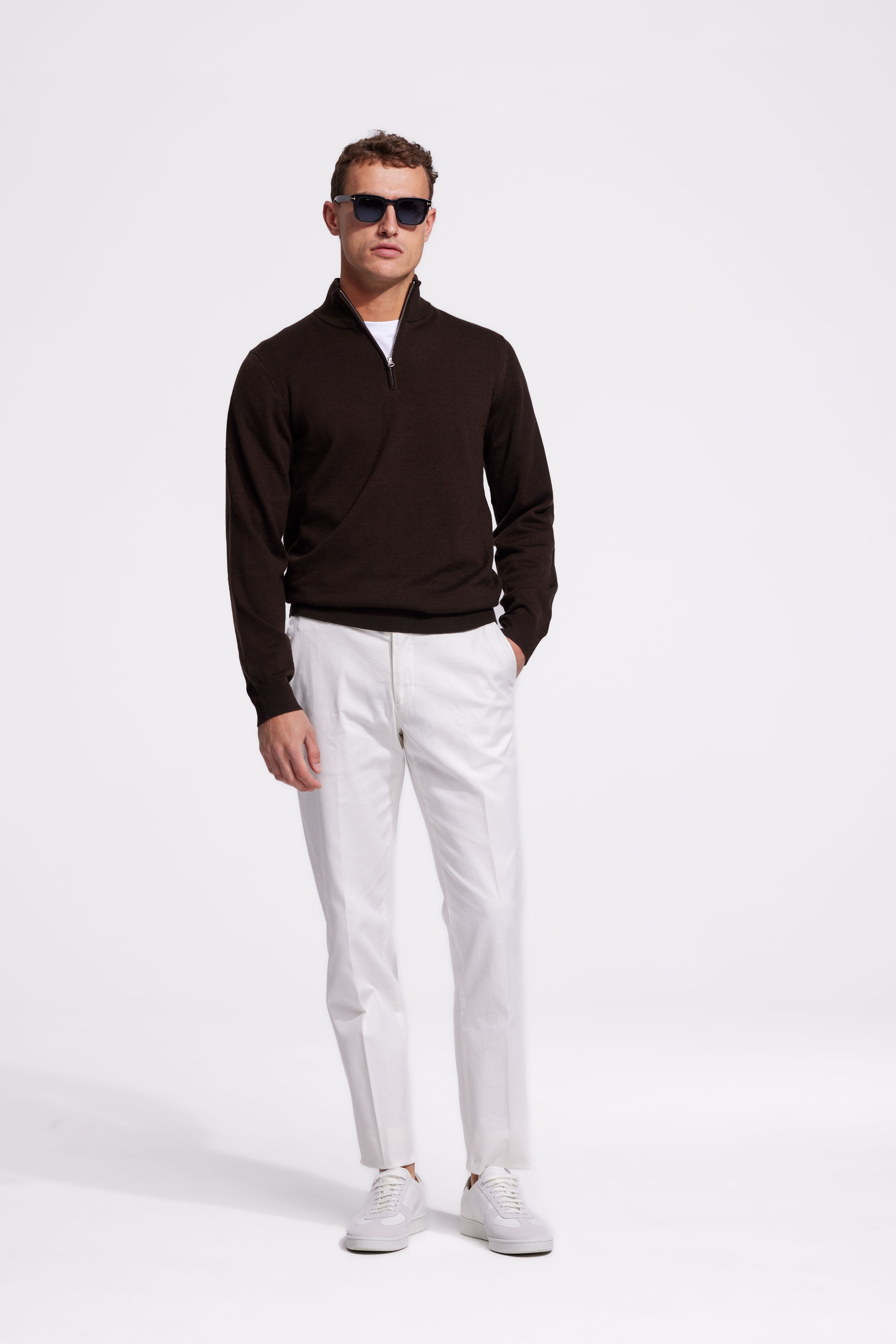 Quarter-zip Chocolate Brown Sweater