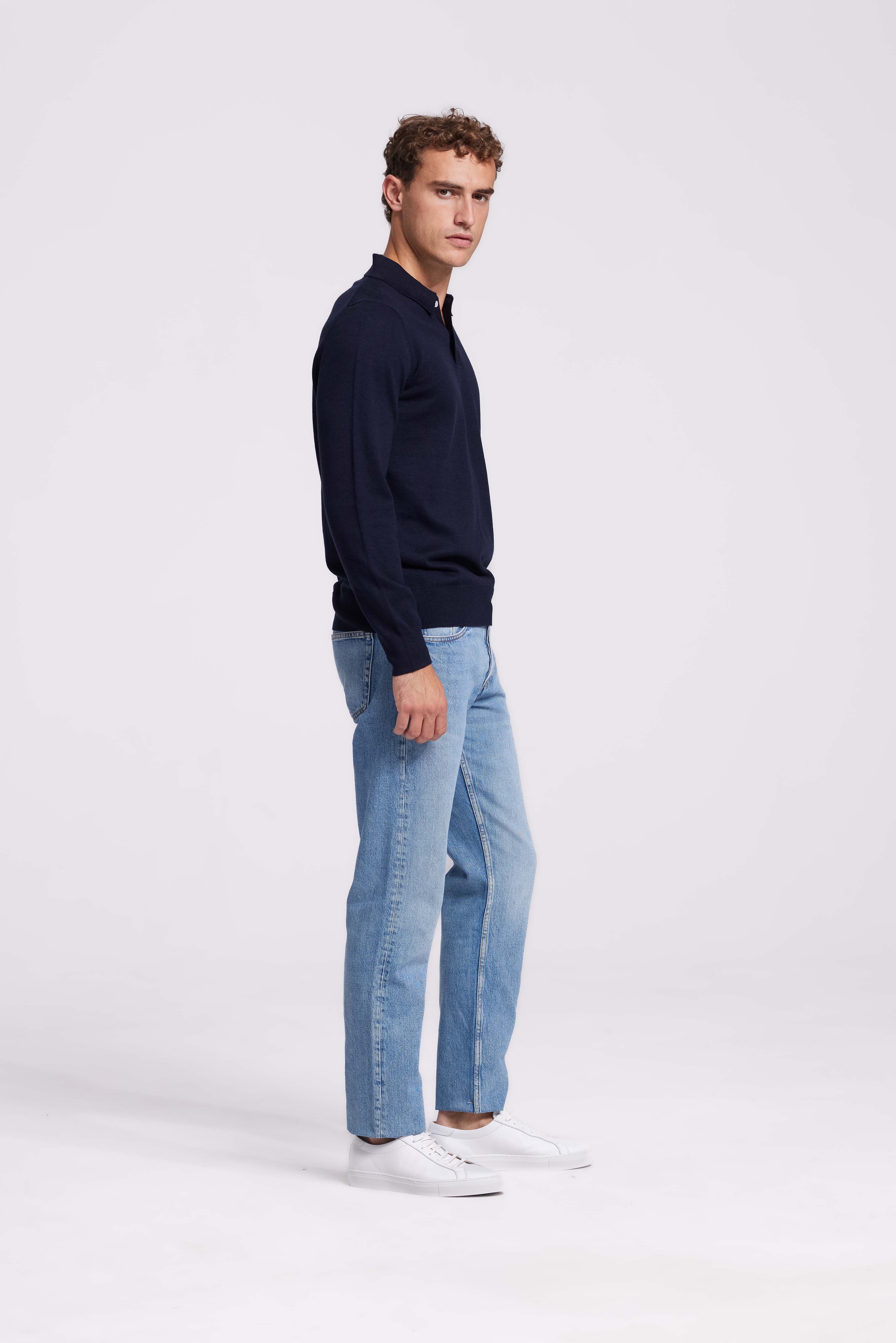Knitted Polo Dark Blue