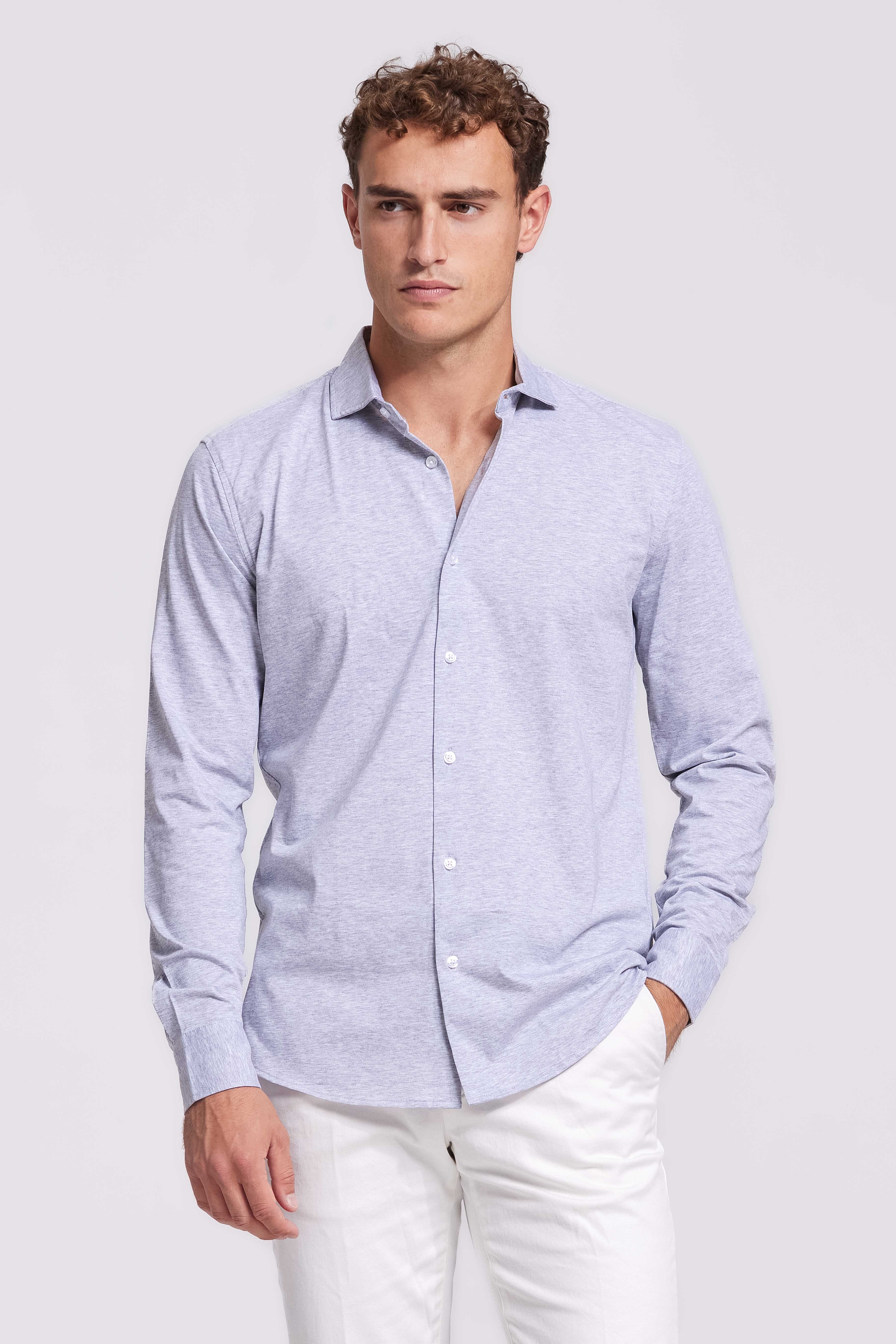 Sträcka grijs stretch overhemd