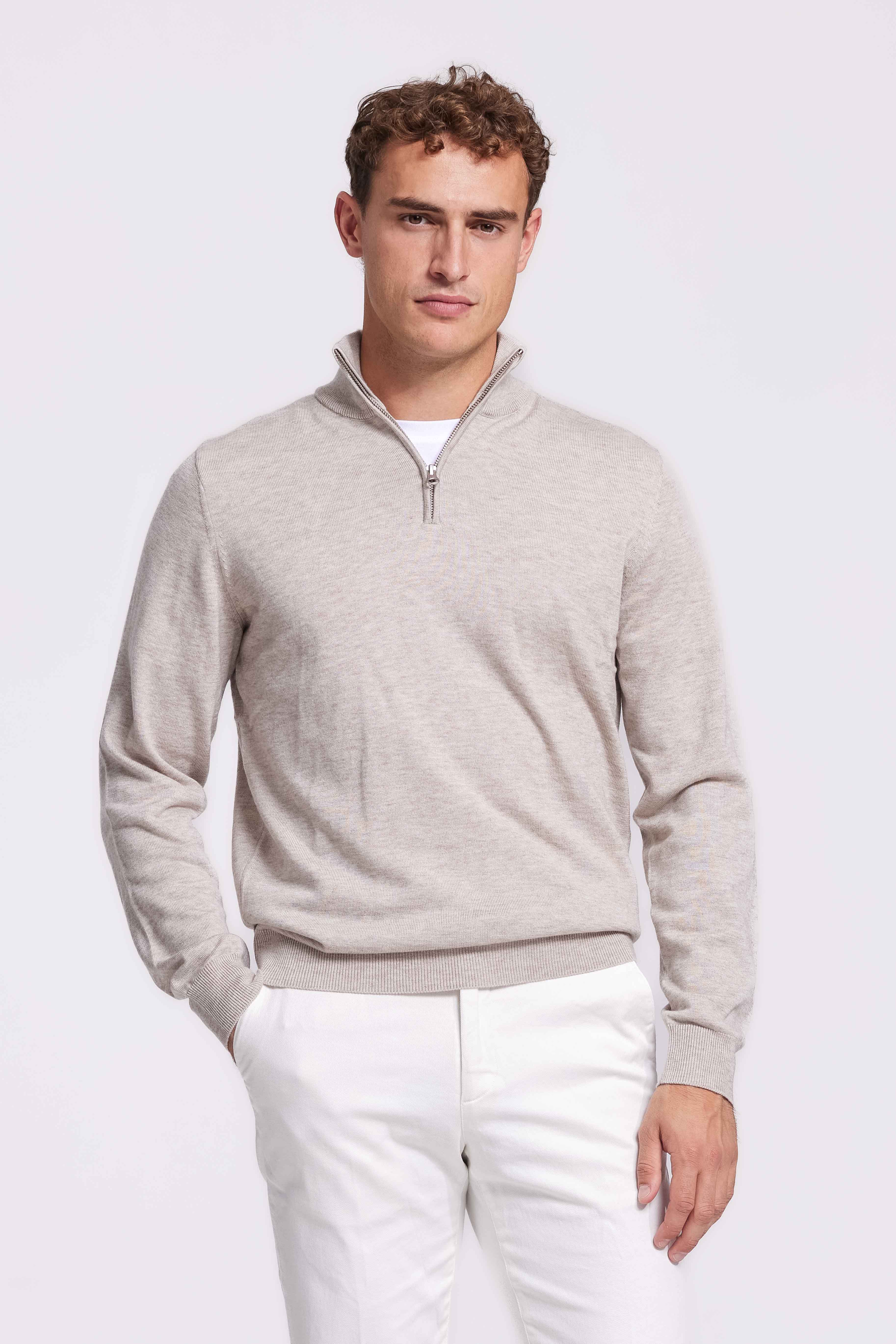 Quarter-zip Beige Sweater